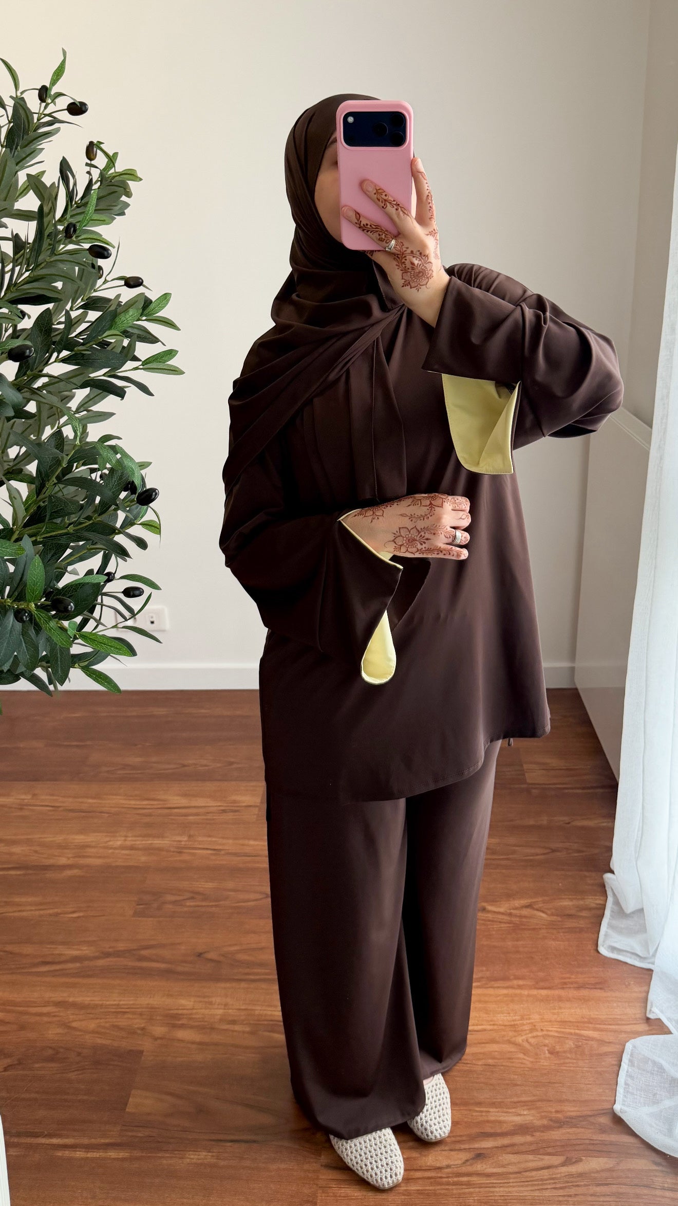 BURKINI SAYA 3 PIÈCES MARRON/JAUNE