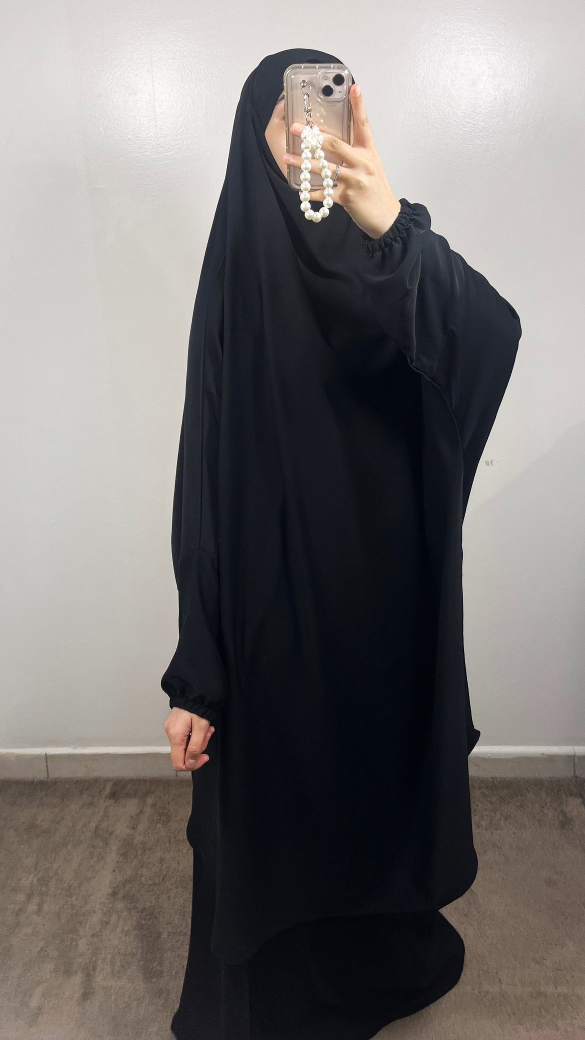 BLACK MEDINA SILK 2 PIECE JILBEB