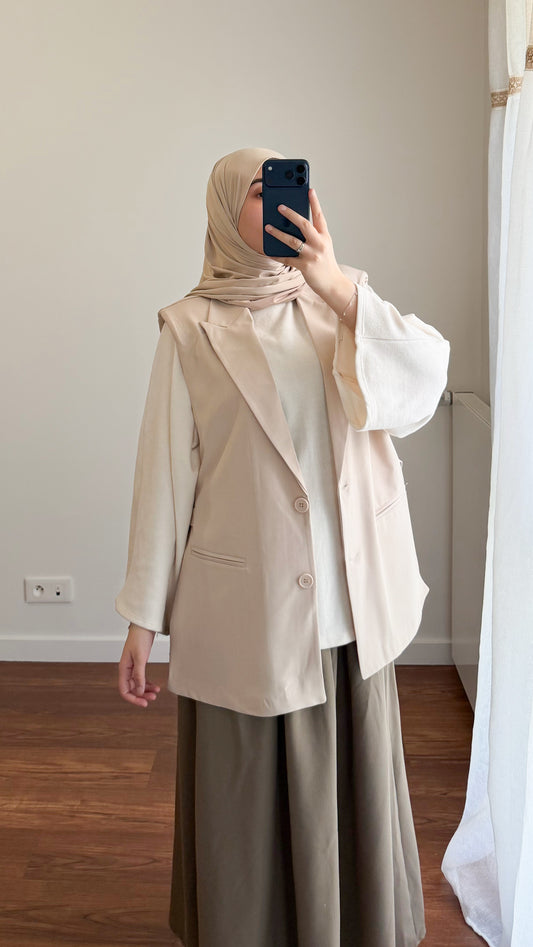 BLAZER SANS MANCHES BEIGE