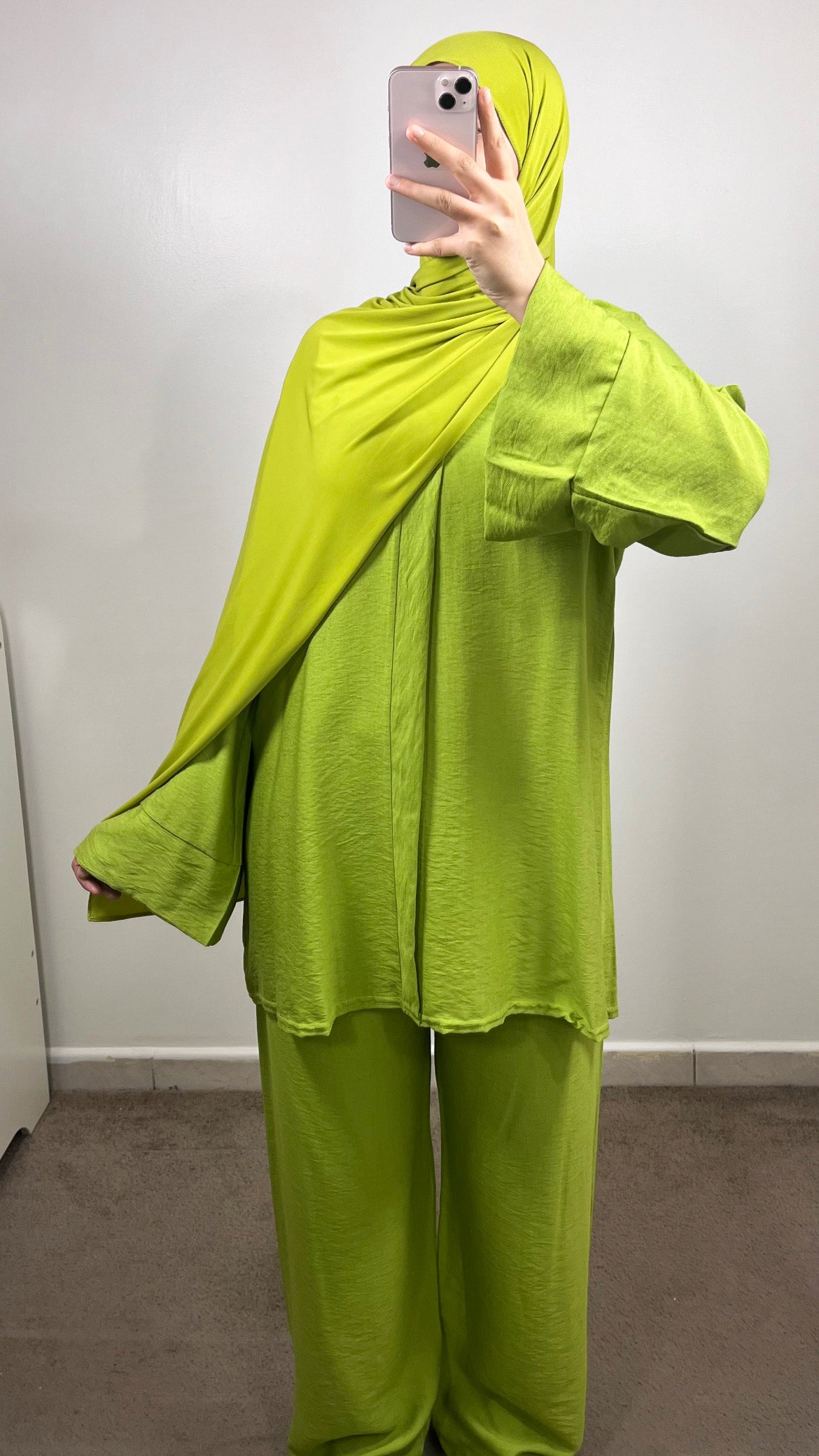 ENSEMBLE EFFET LIN VERT POMME