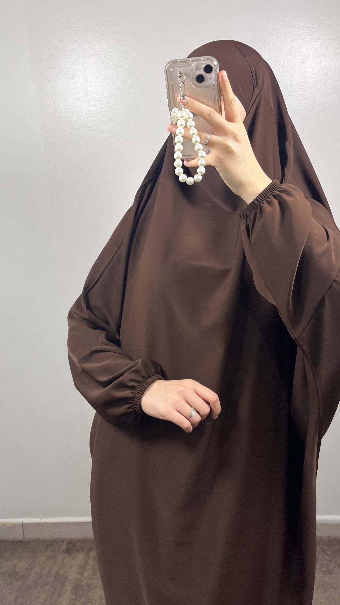BROWN MEDINA SILK 2 PIECE JILBEB