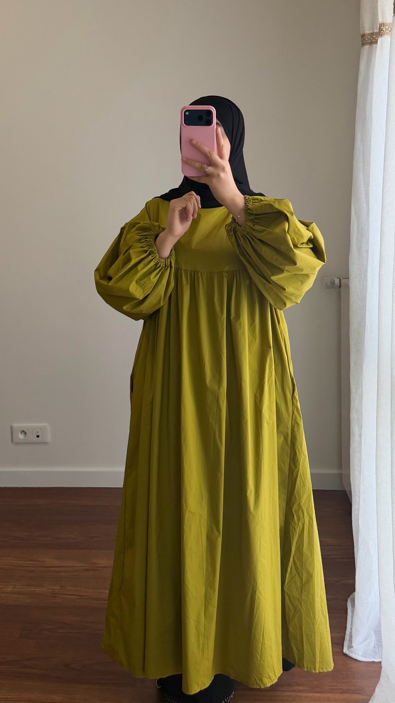 ROBE CLASSY POPELINE VERT OLIVE