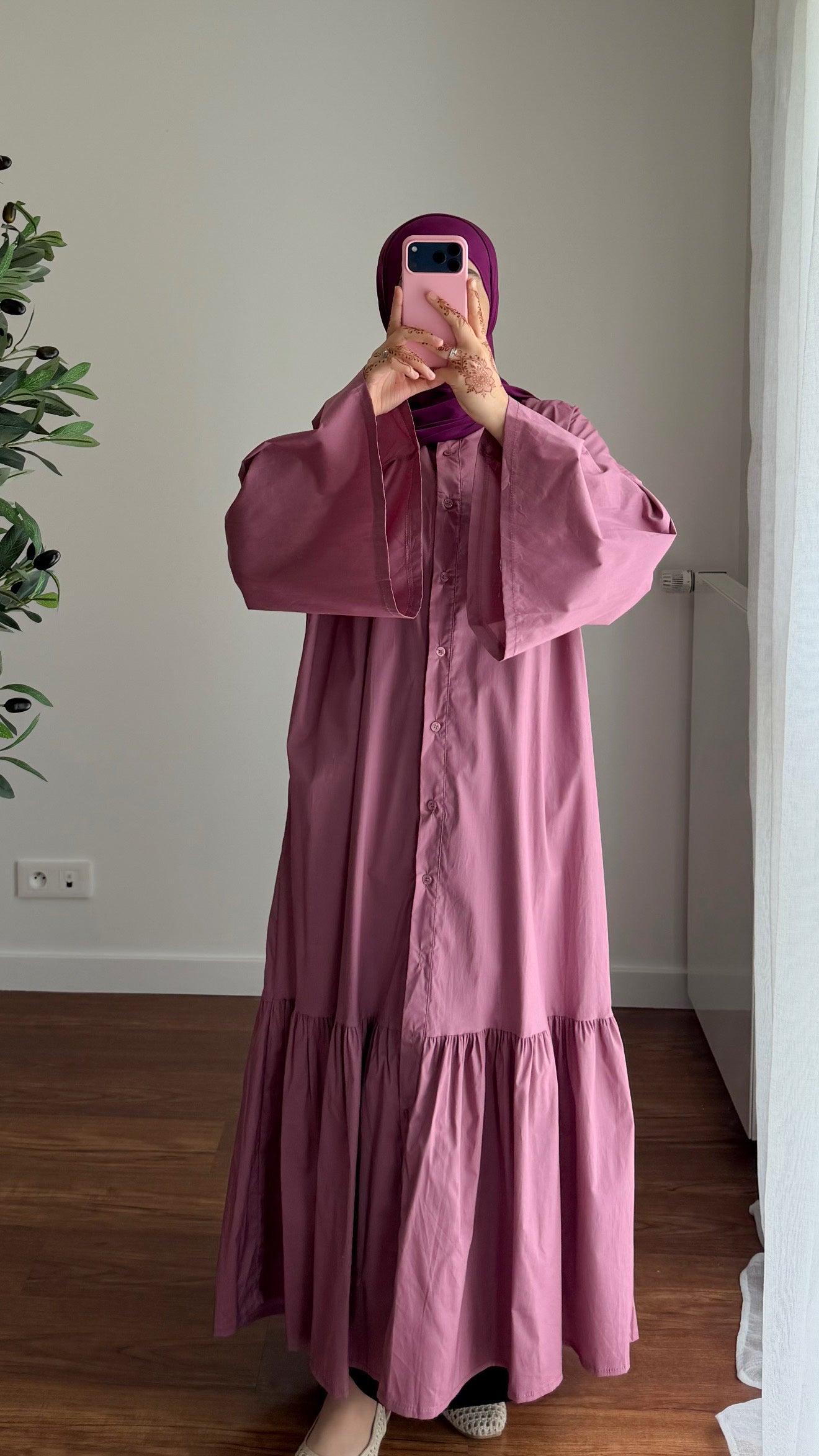 ROBE CHEMISE EN POPELINE VIOLET
