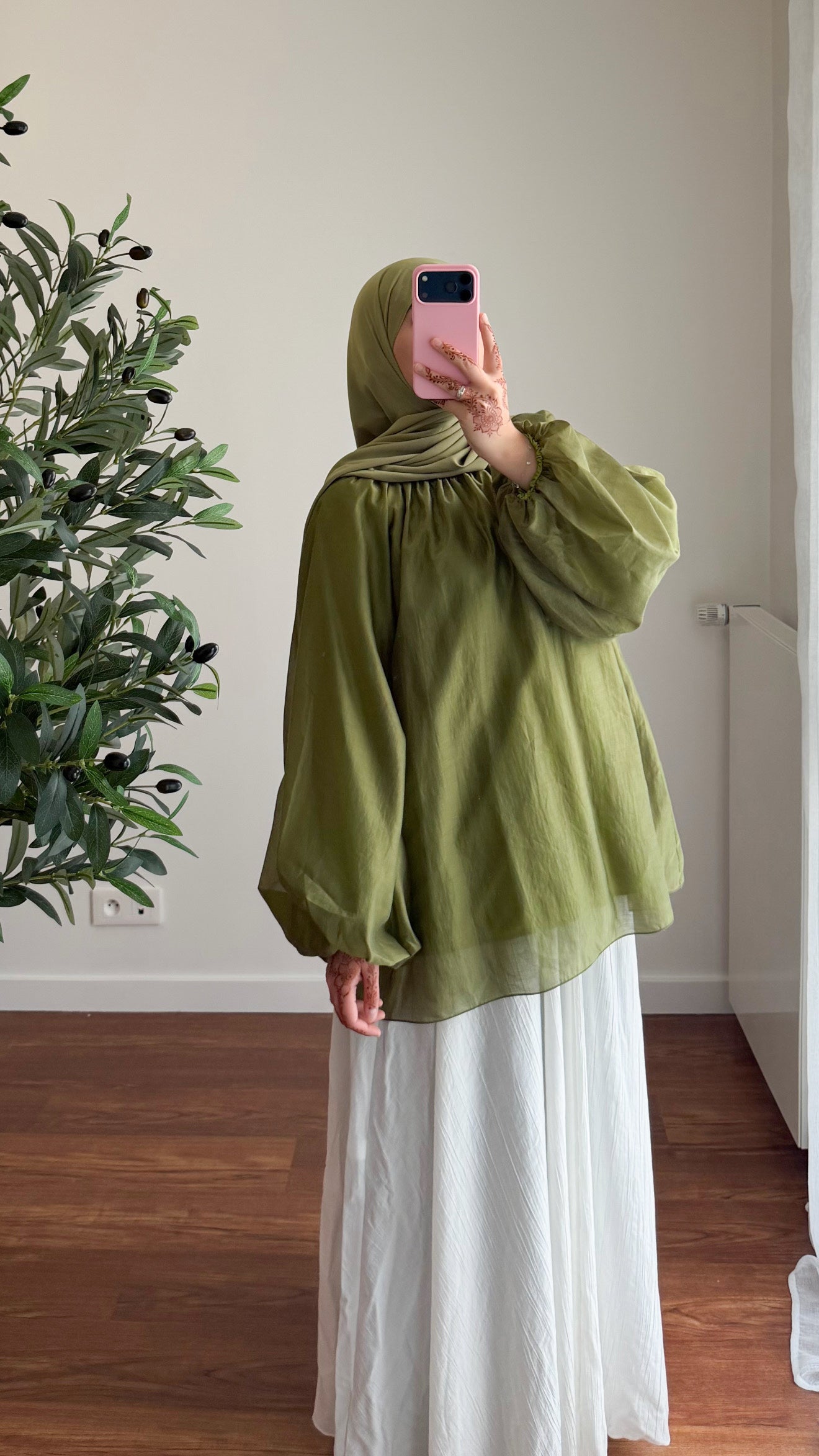 BLOUSE TENCEL VERT KAKI