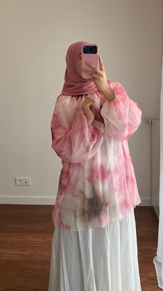 BLOUSE BICOLORE ROSE