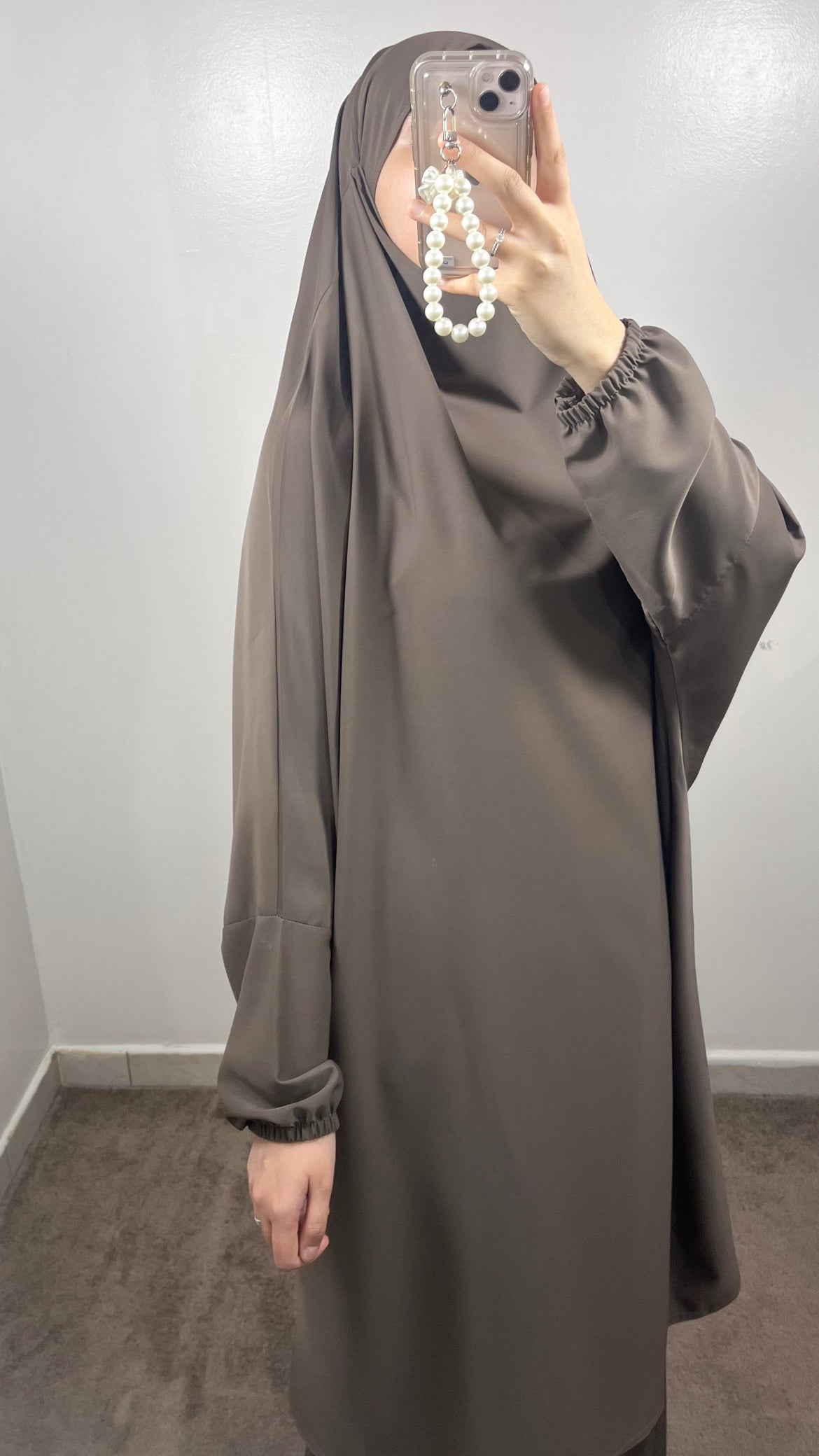 2 PIECE JILBEB IN TAUPE MEDINA SILK