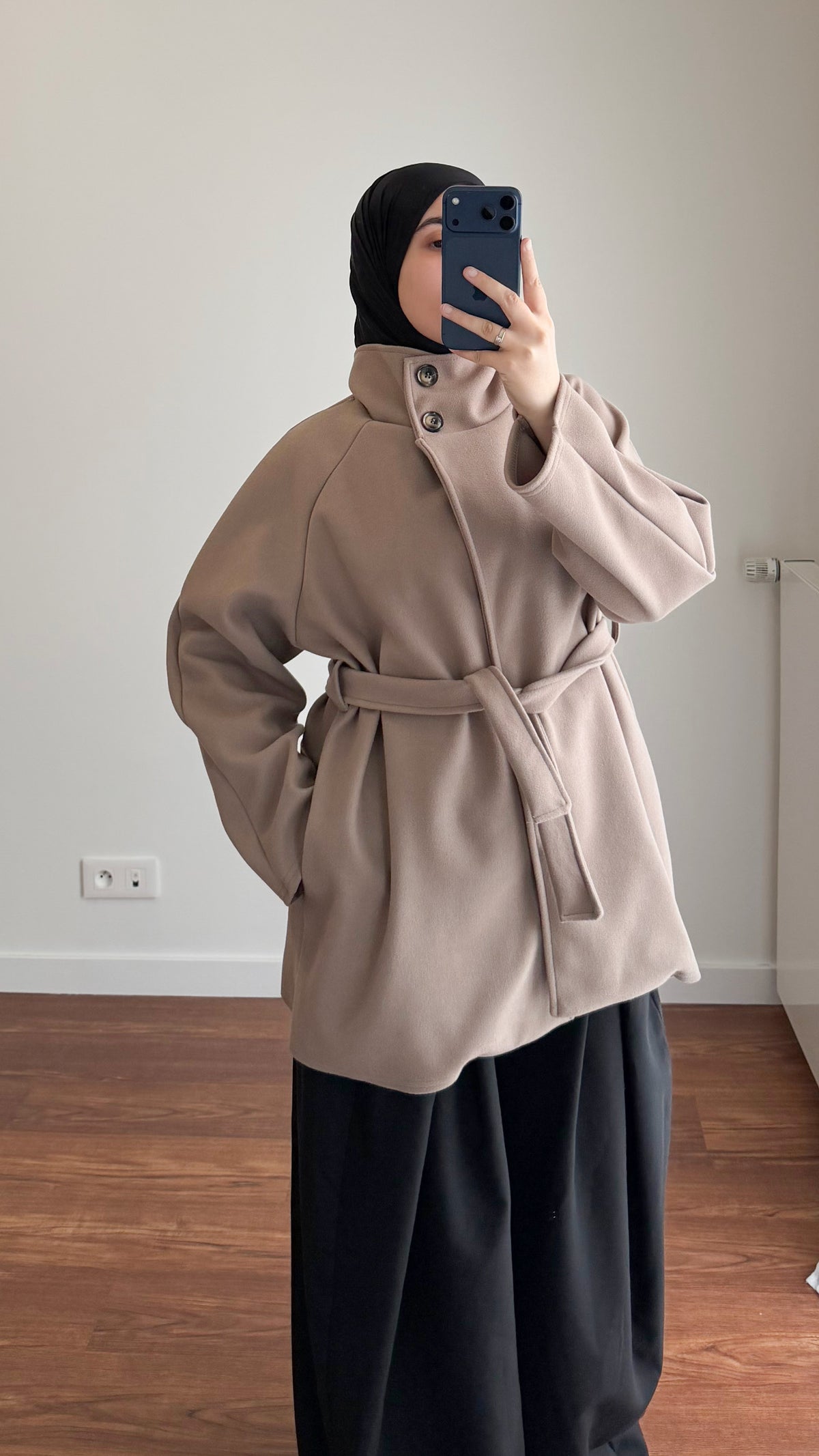 MANTEAU MI-LONG TAUPE