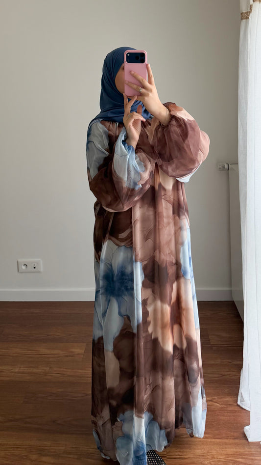 ABAYA BICOLORE MARRON