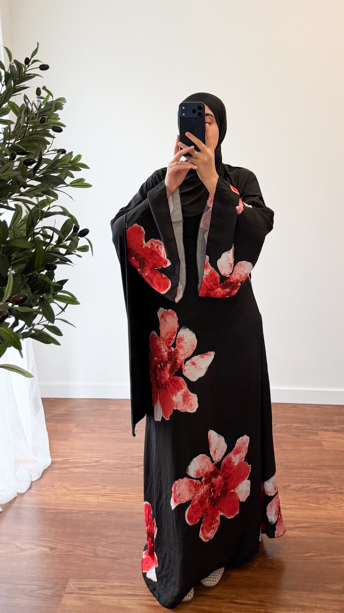 ROBE MOTIF FLEUR ROUGE/NOIR