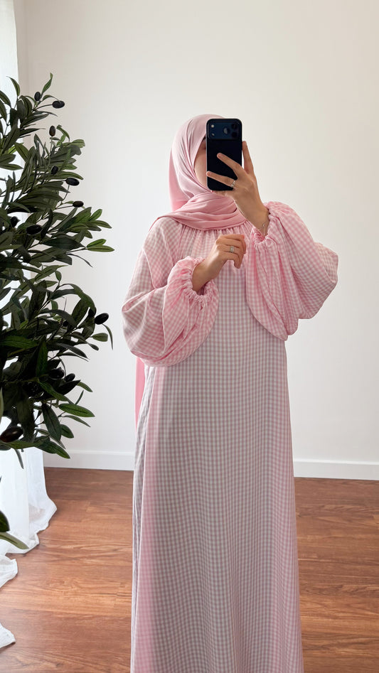 ABAYA VICHY ROSE CLAIR