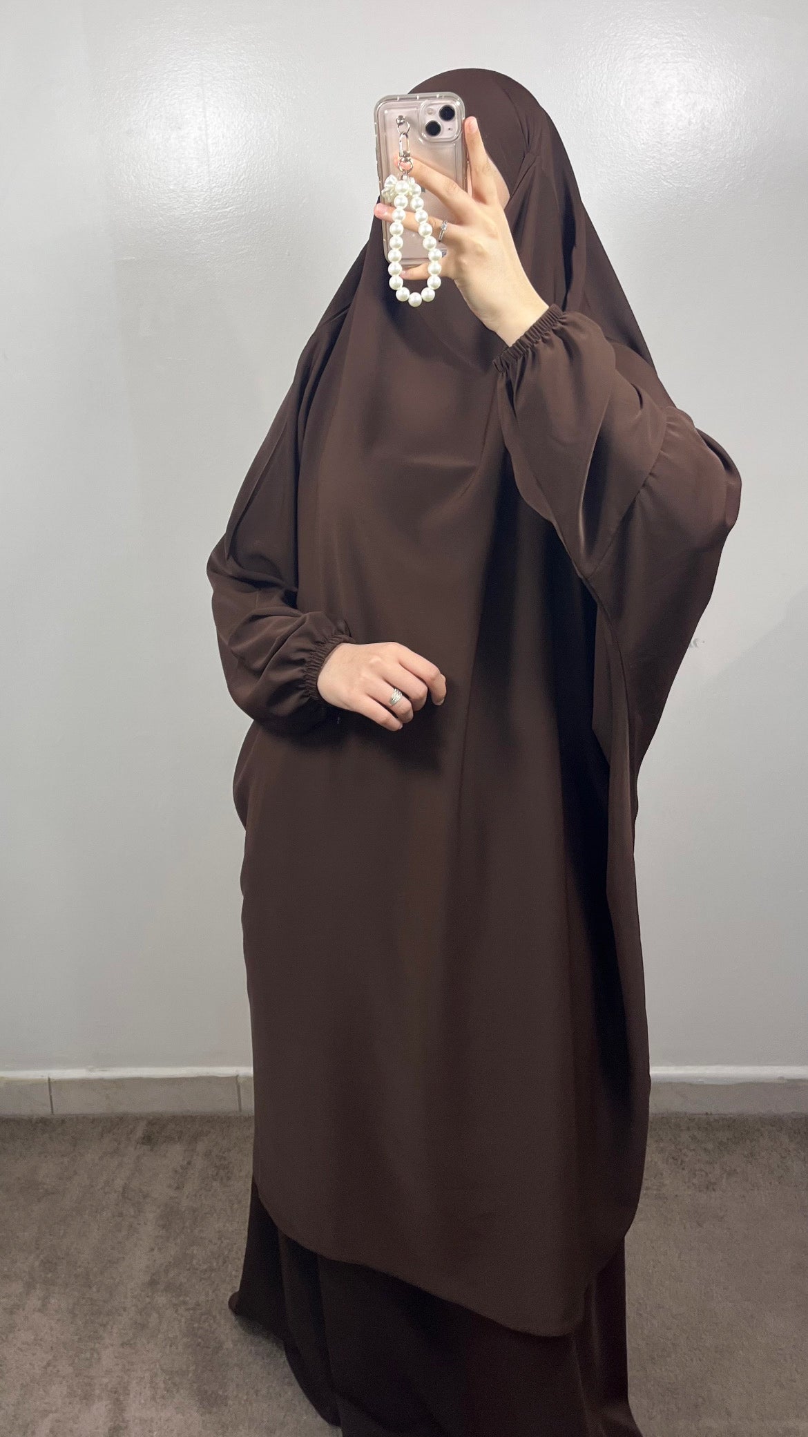 BROWN MEDINA SILK 2 PIECE JILBEB