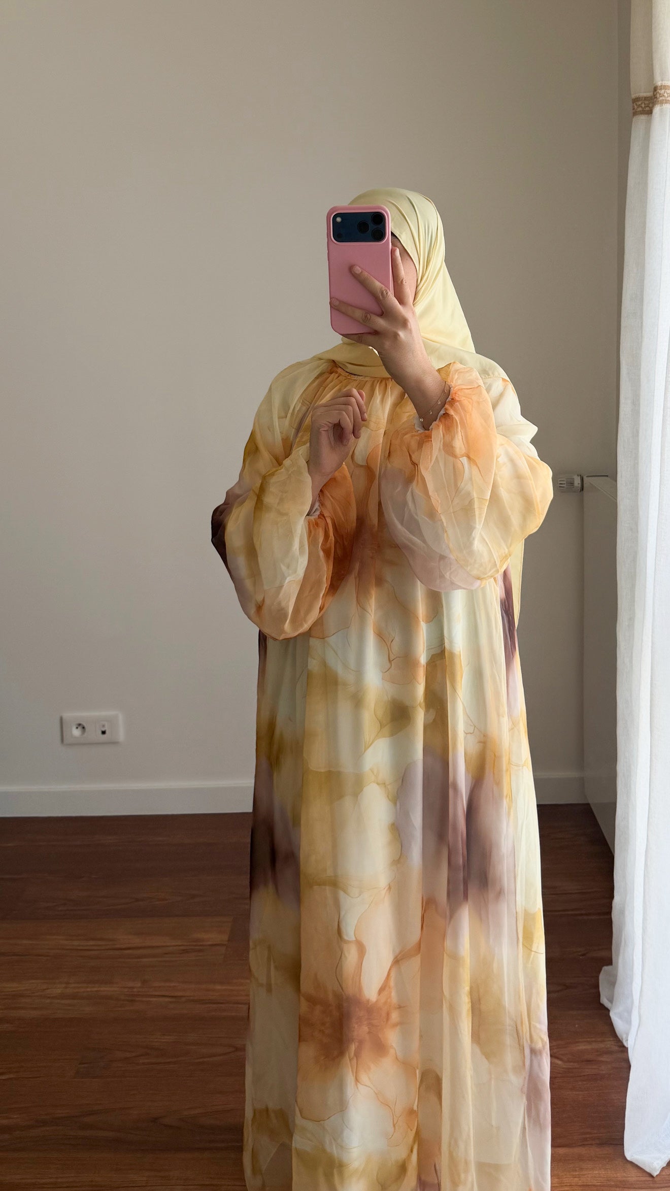ABAYA BICOLORE JAUNE