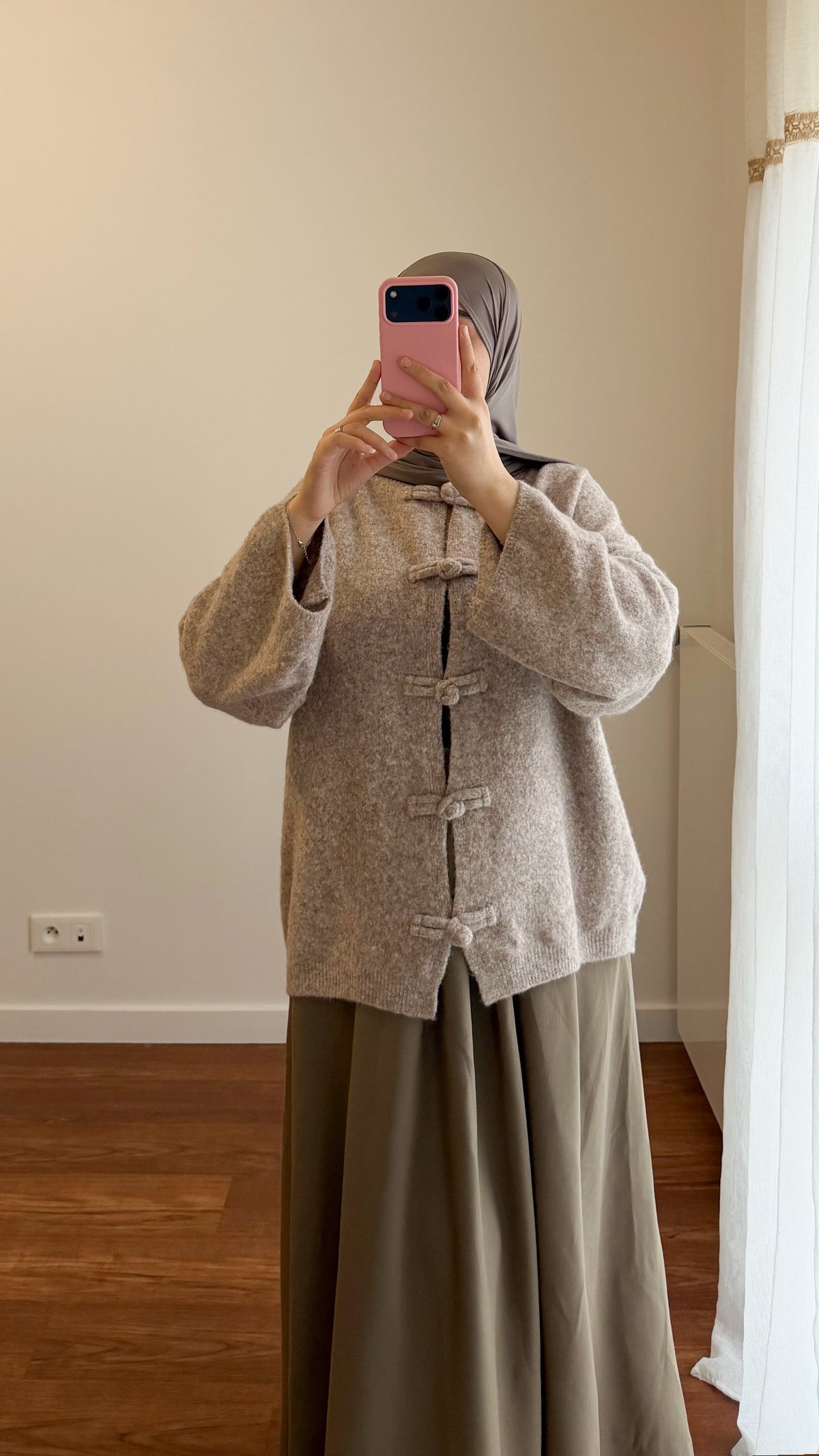 CARDIGAN YUMNA MANCHES LONGUES TAUPE