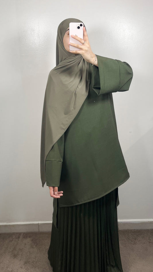 ENSEMBLE JUPE PLISSÉE EMAAN VERT KAKI