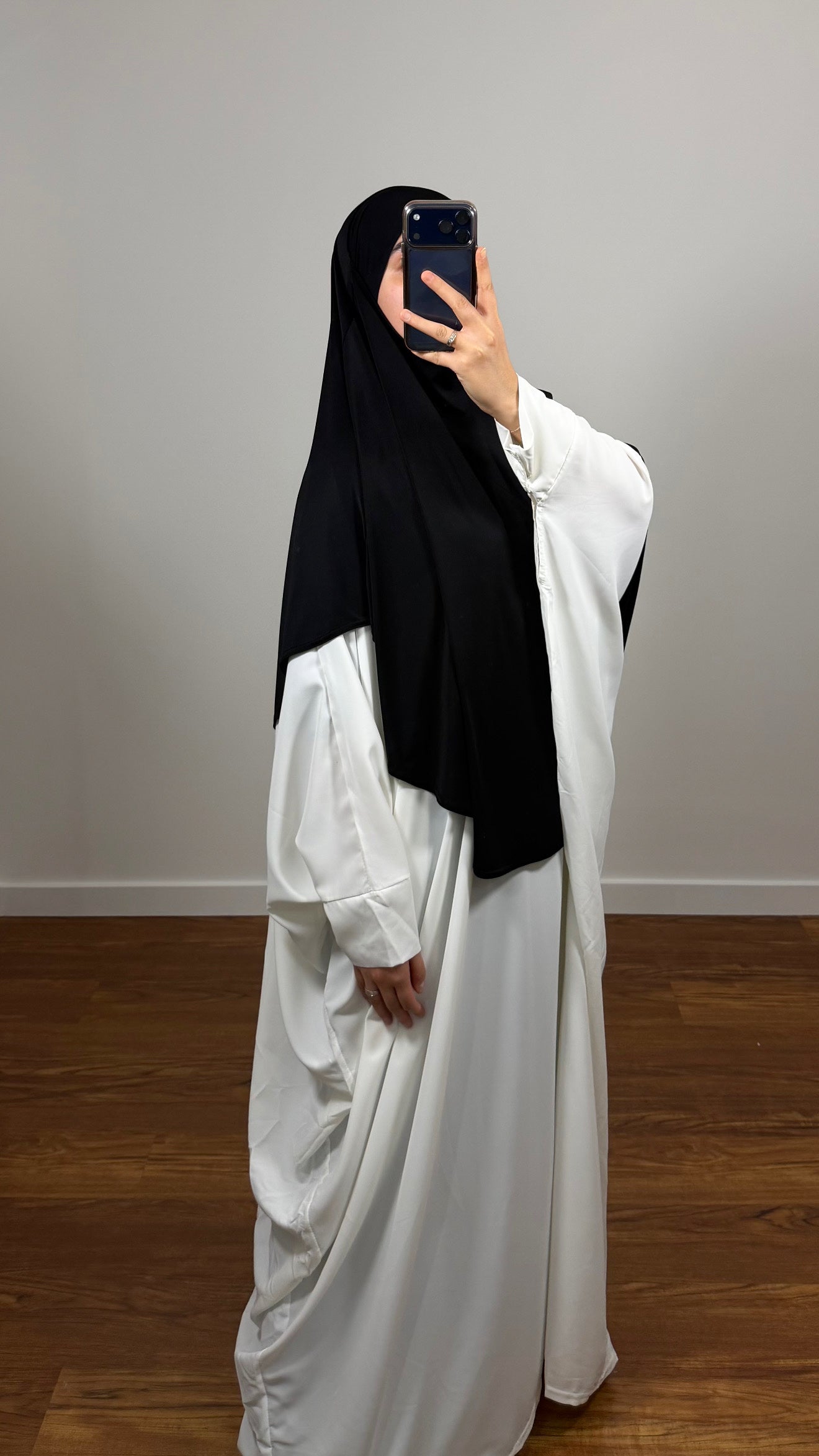 KHIMAR MI-LONG NOIR EN JERSEY PREMIUM