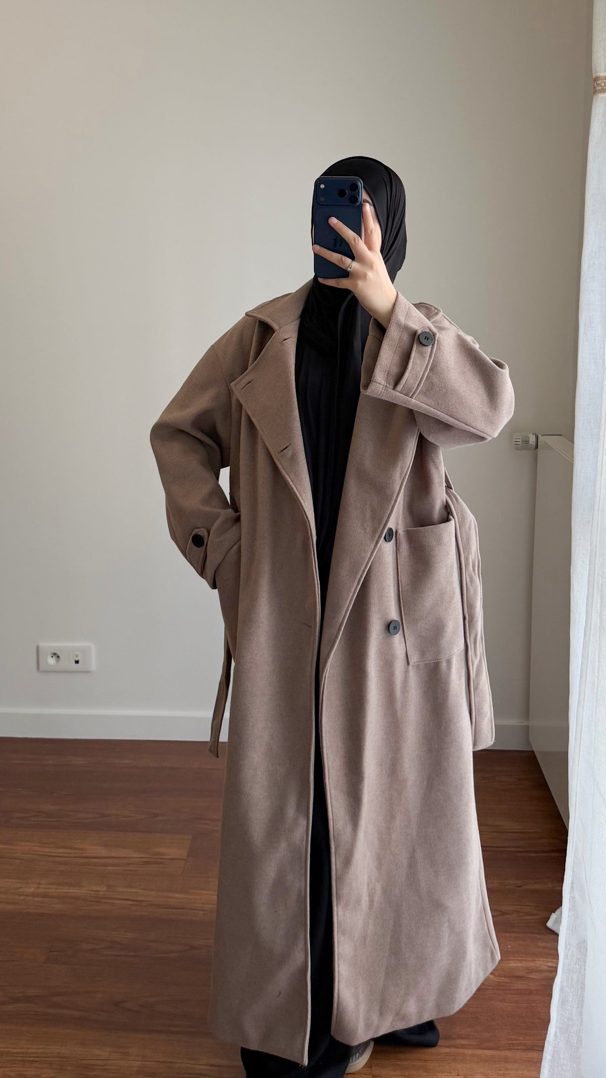 MANTEAU LONG MELINA TAUPE