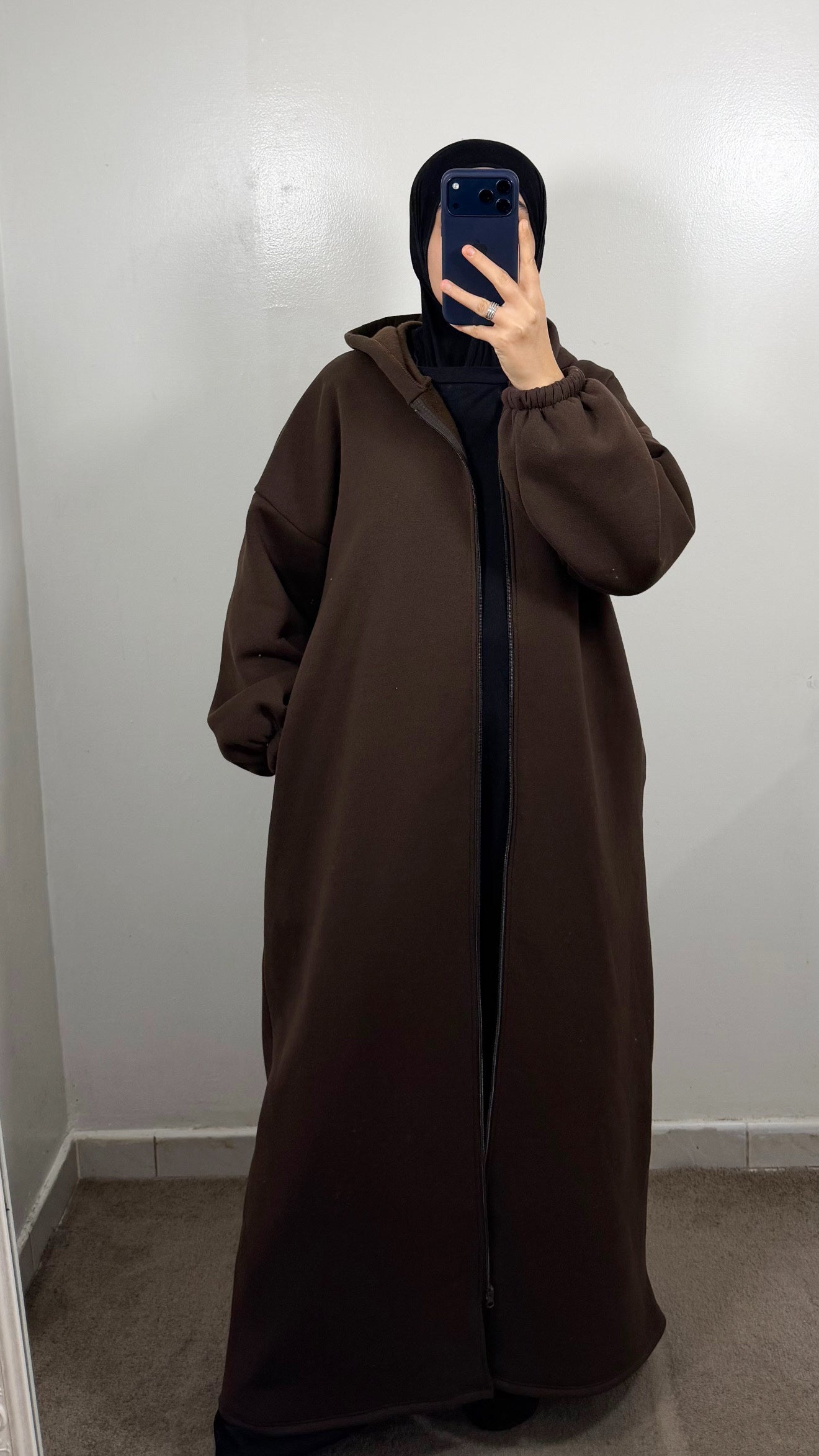 GILET LONG ZIPPÉ MARRON