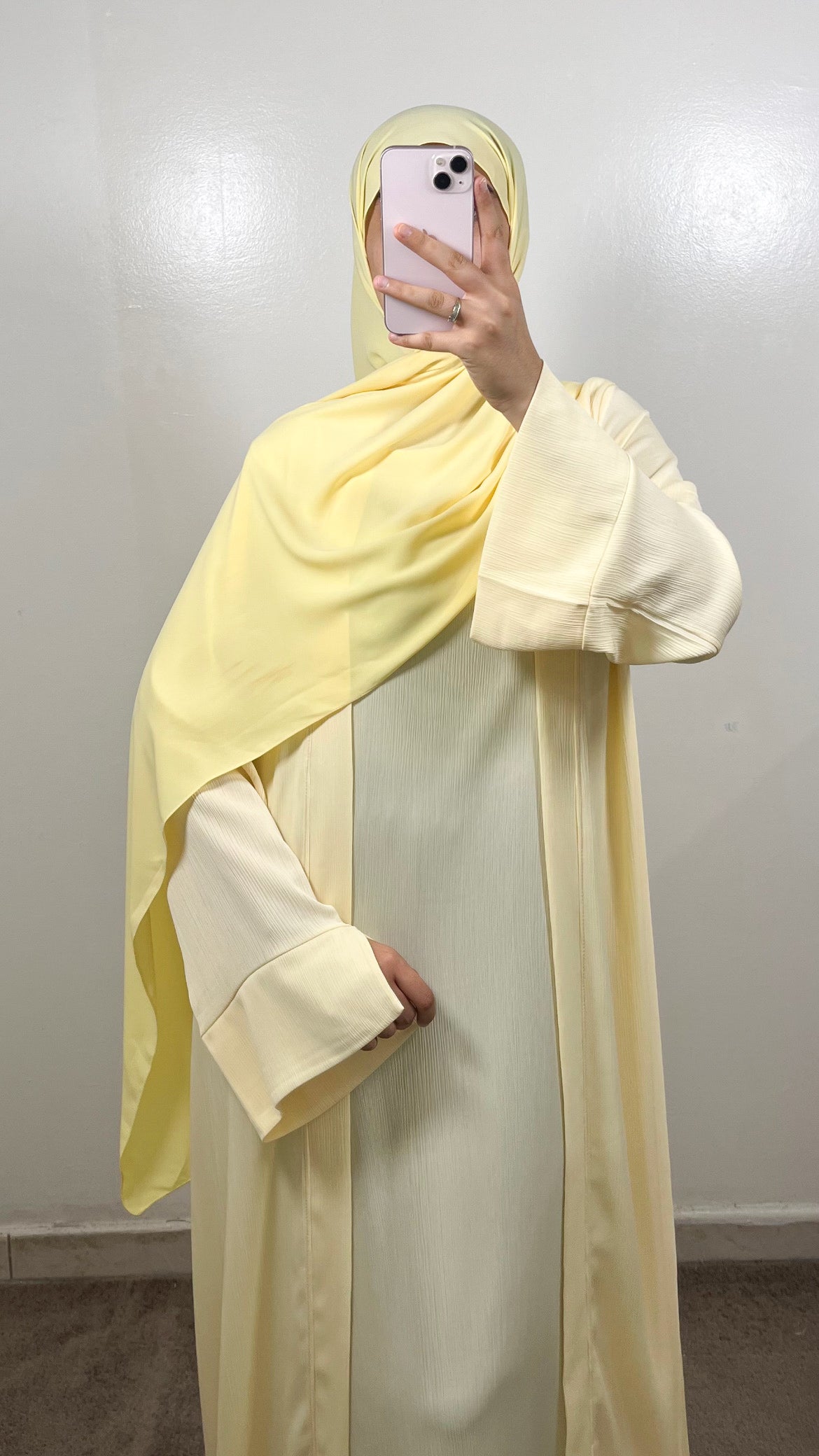 SET AYA KIMONO + SOUS ABAYA JAUNE