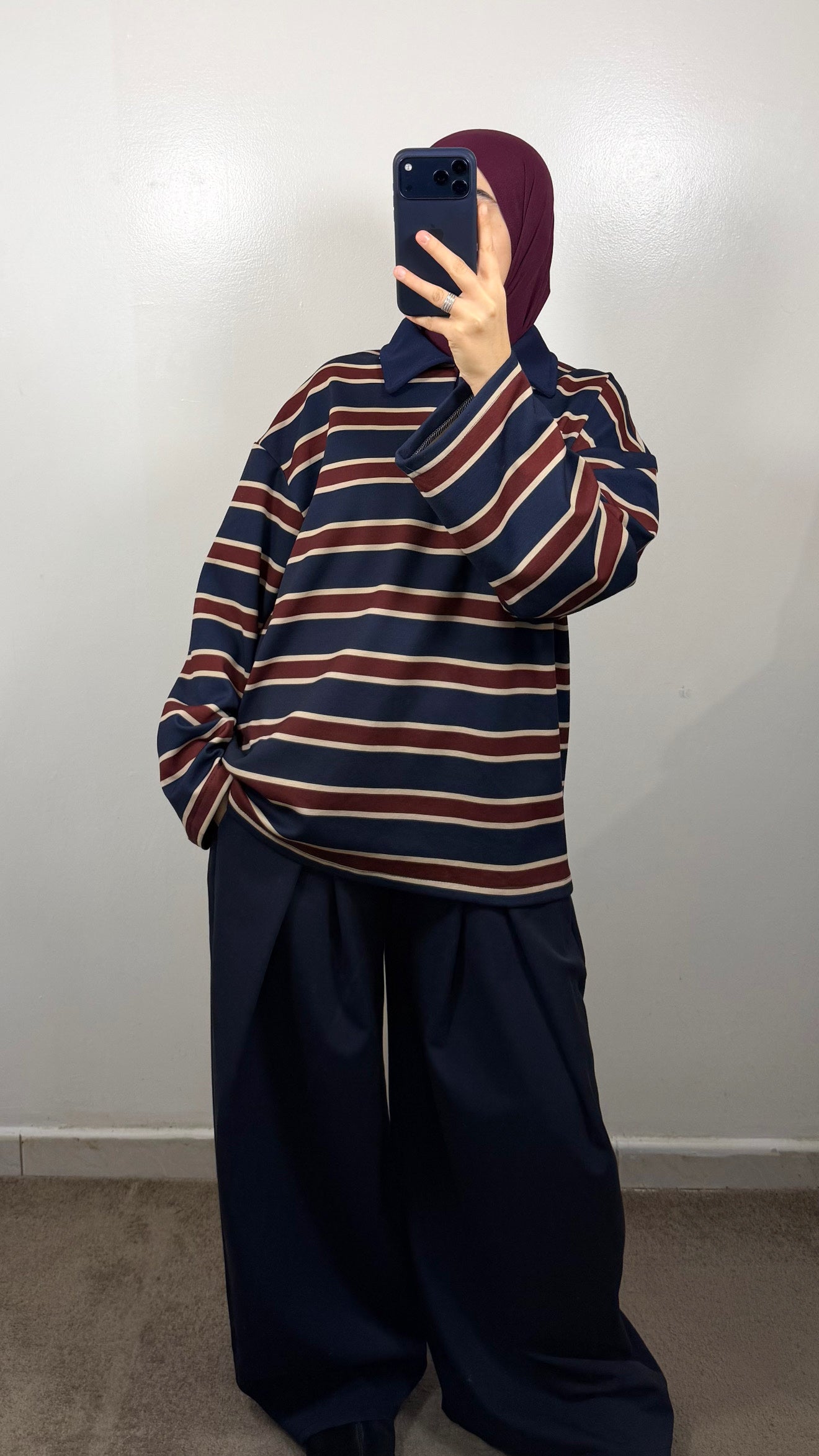 POLO EPAIS BLEU MARINE/BORDEAU