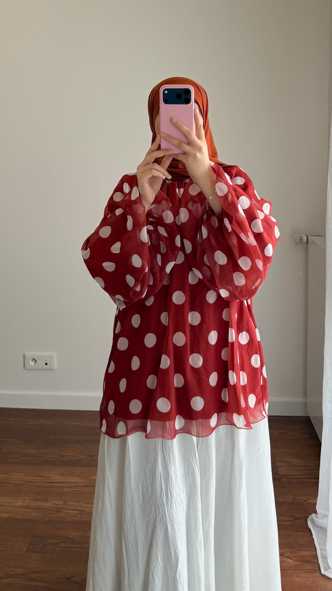 BLOUSE À GROS POIS ROUILLE