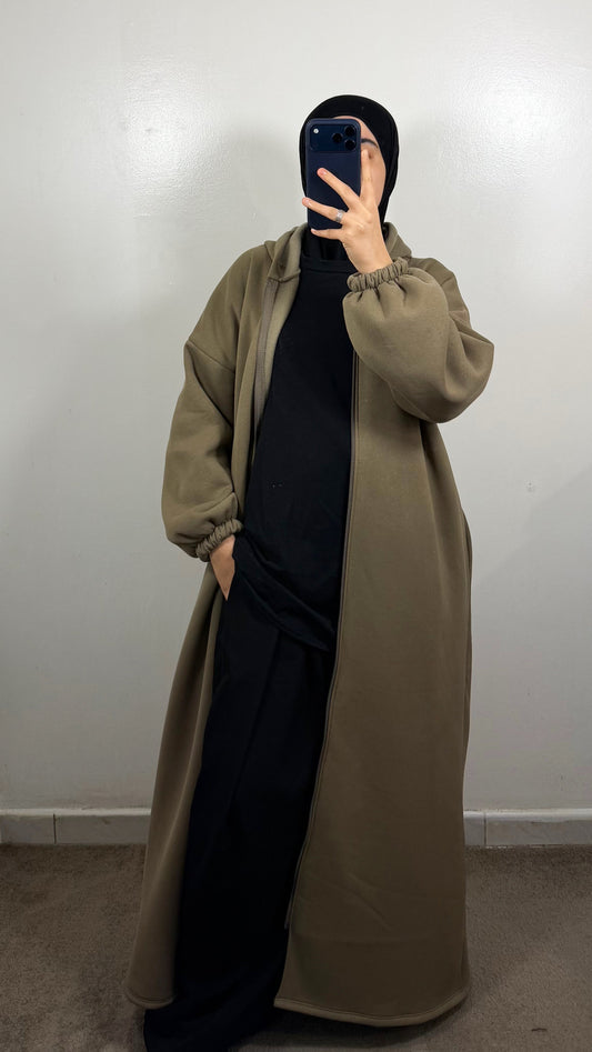 GILET LONG ZIPPÉ TAUPE