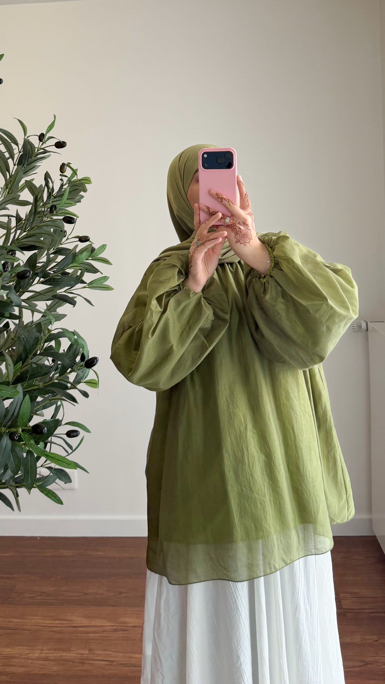 BLOUSE TENCEL VERT KAKI