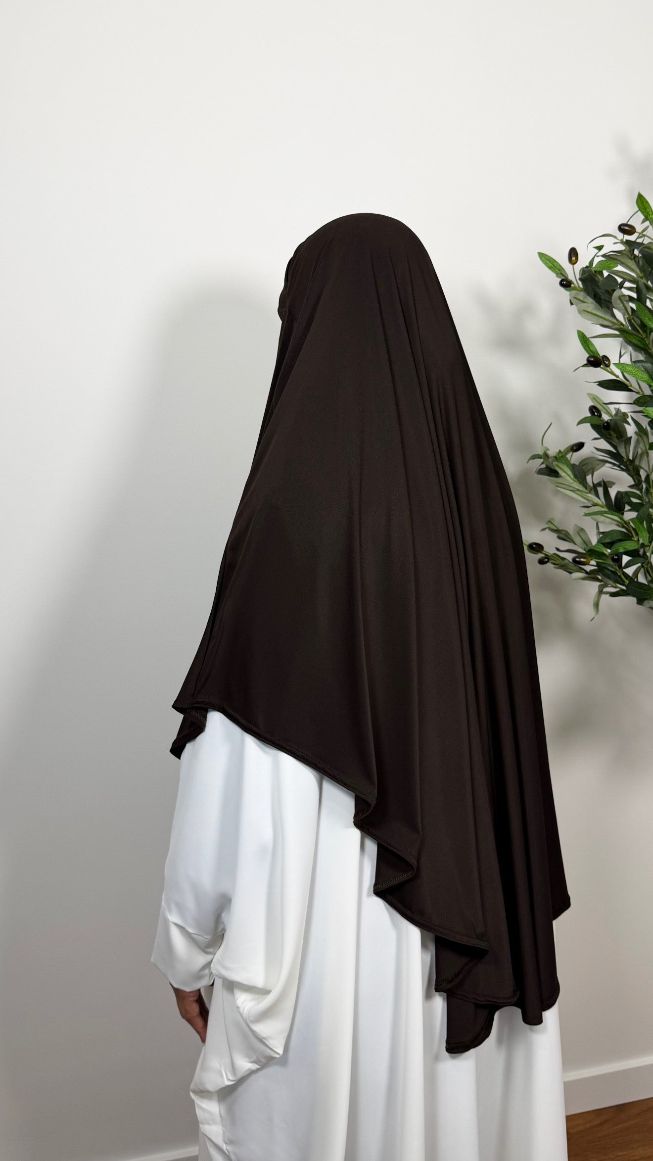 KHIMAR MI-LONG MARRON EN JERSEY PREMIUM