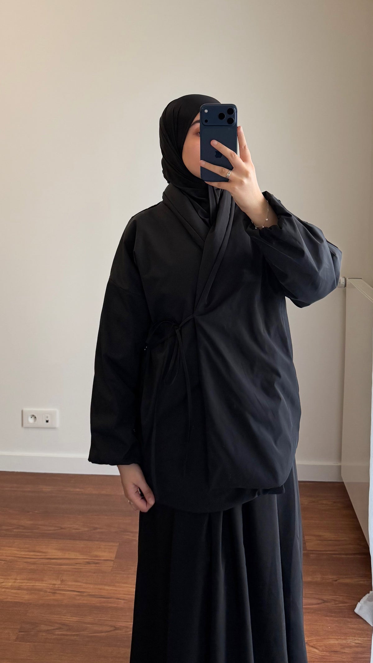 VESTE MATELASSÉ À NOUER NOIR