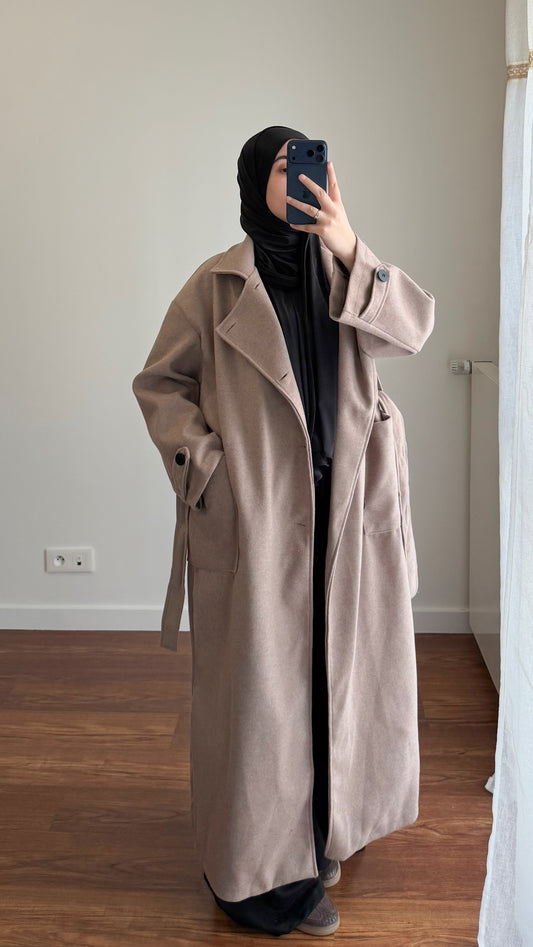 MANTEAU LONG MELINA TAUPE
