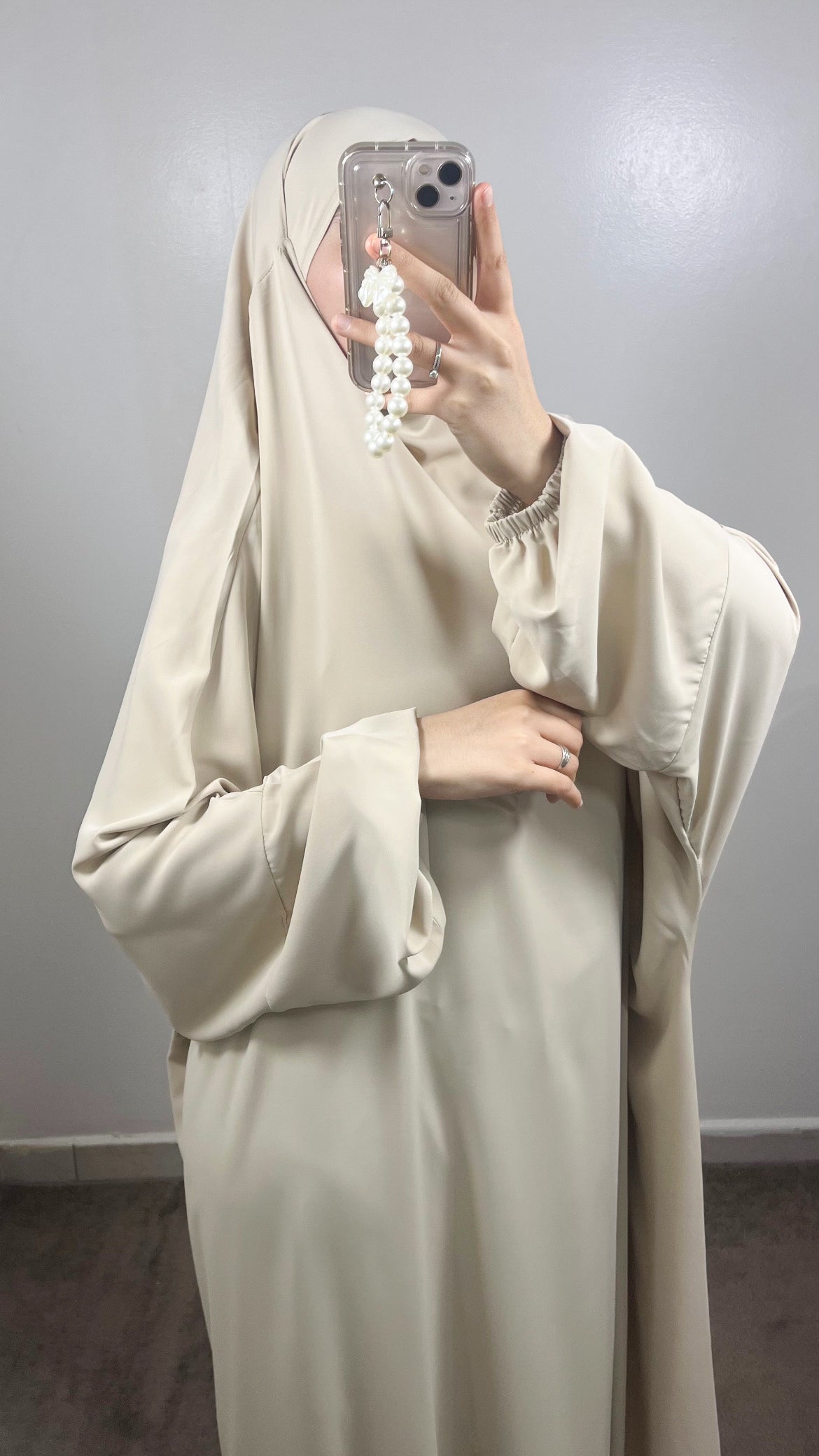 1 PIECE ECRU JILBEB IN MEDINA SILK