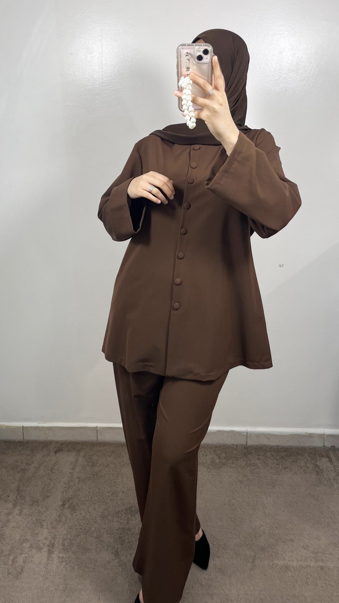 ENSEMBLE BOUTONNÉ MARRON