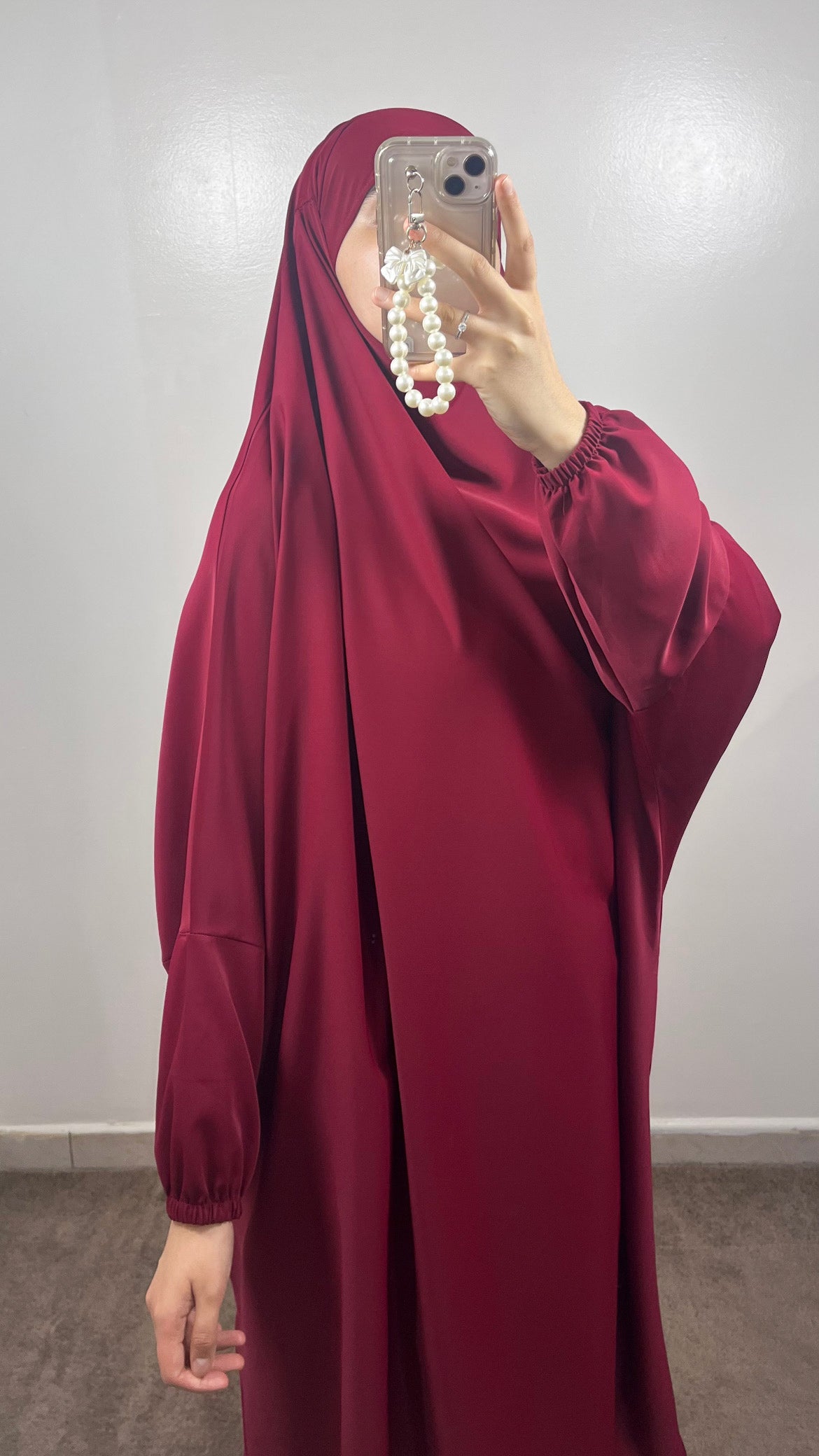 2 PIECE JILBEB IN MEDINA SILK BURGUNDY