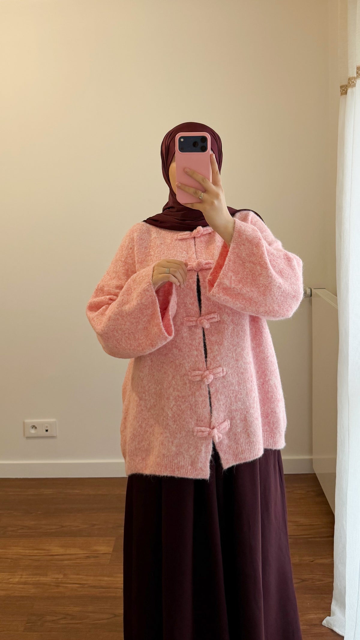 CARDIGAN YUMNA MANCHES LONGUES ROSE