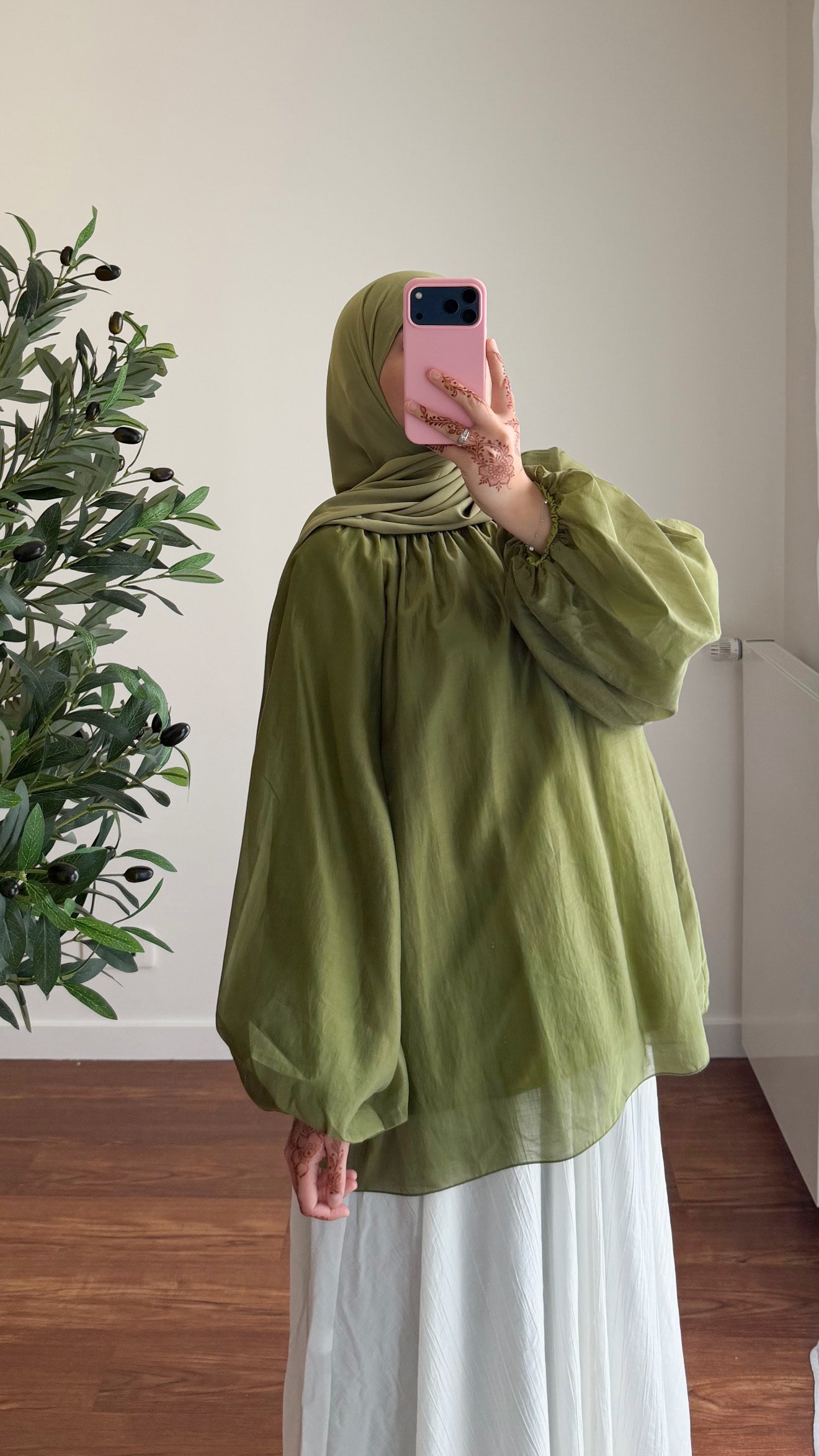 BLOUSE TENCEL VERT KAKI