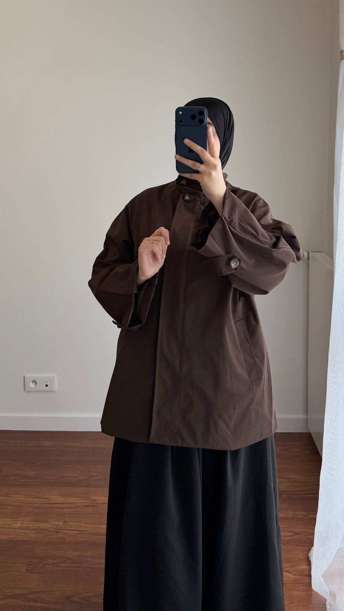 TRENCH MI-LONG OVERSIZE MARRON