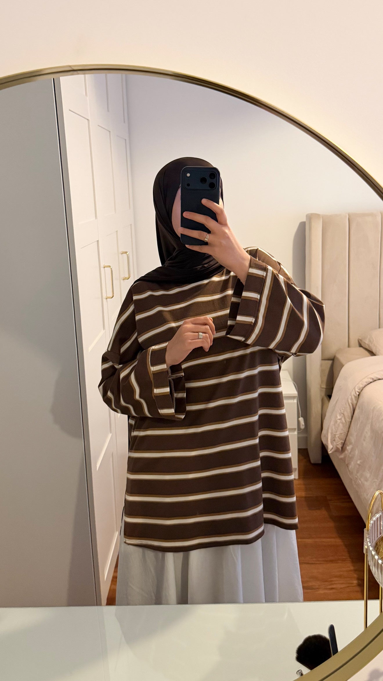 T-SHIRT RAYÉ OVERSIZE MARRON