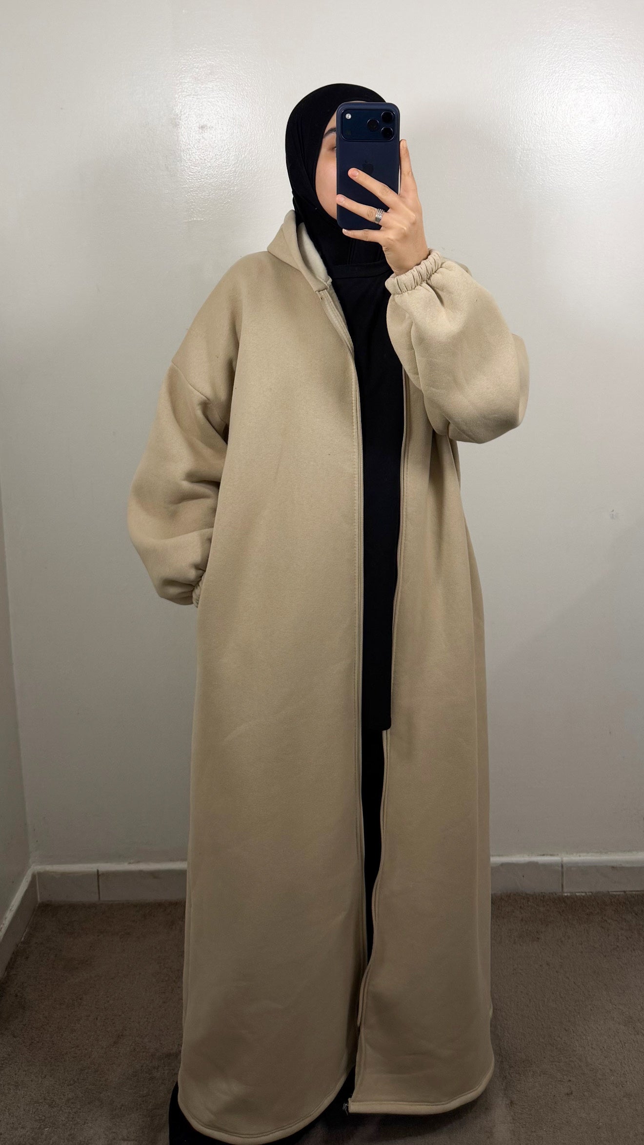 GILET LONG ZIPPÉ BEIGE