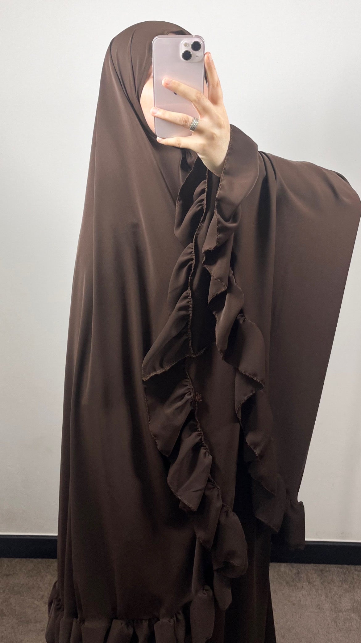 SET DE PRIÈRE FROUFROU EN SOIE DE MEDINE MARRON