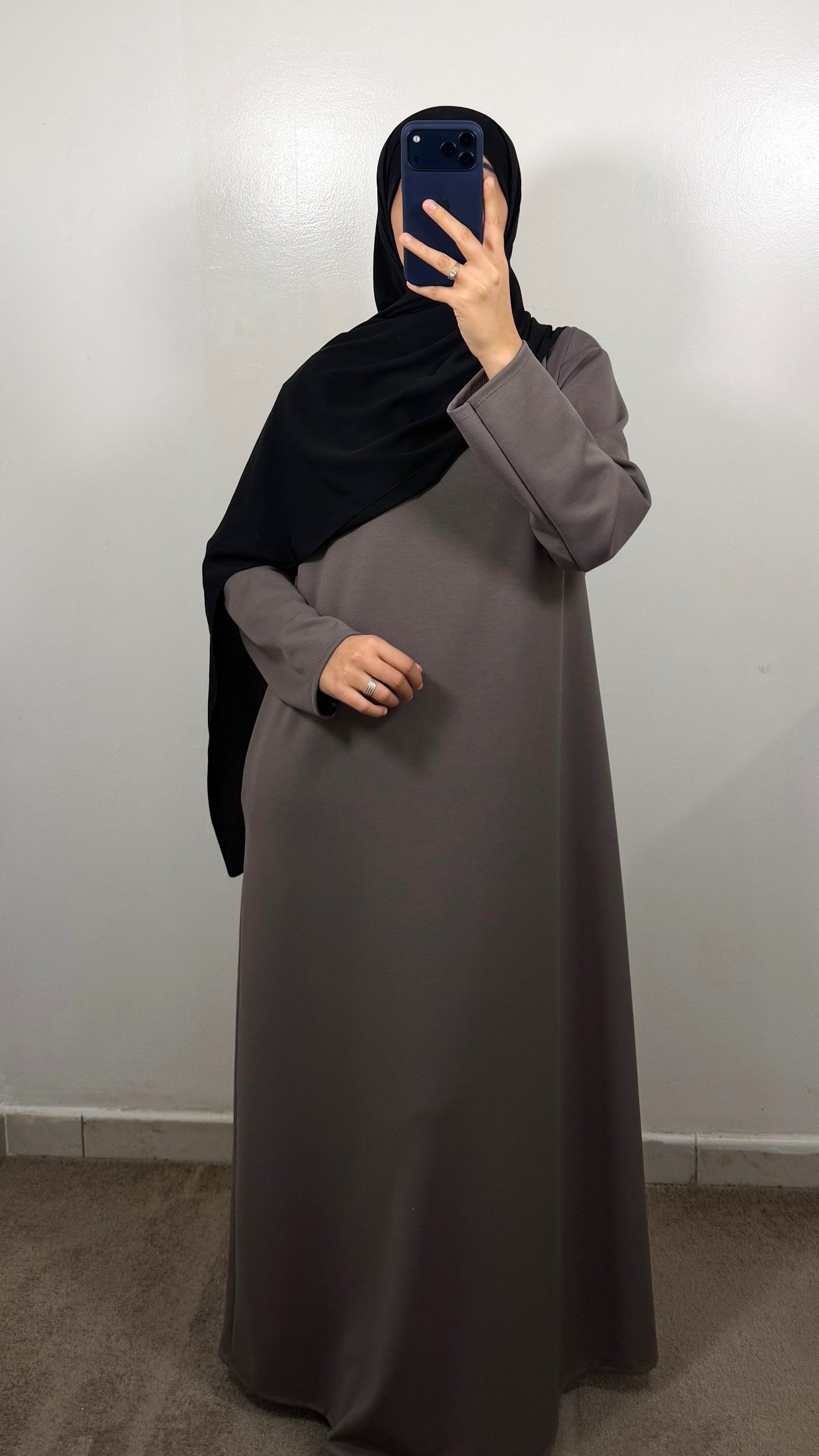 ROBE SWEAT COL MONTANT TAUPE