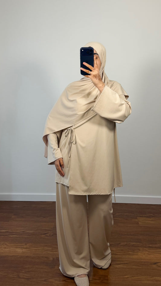 BURKINI FARAH 3 PIÈCES À NOUER BEIGE