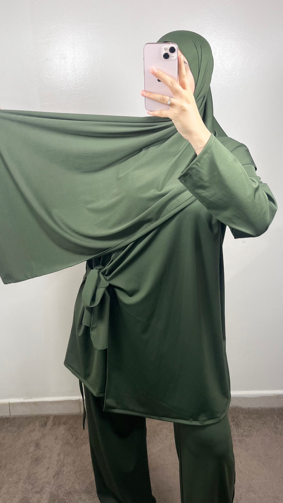 BURKINI 3 PIÈCES À NOUER VERT KAKI