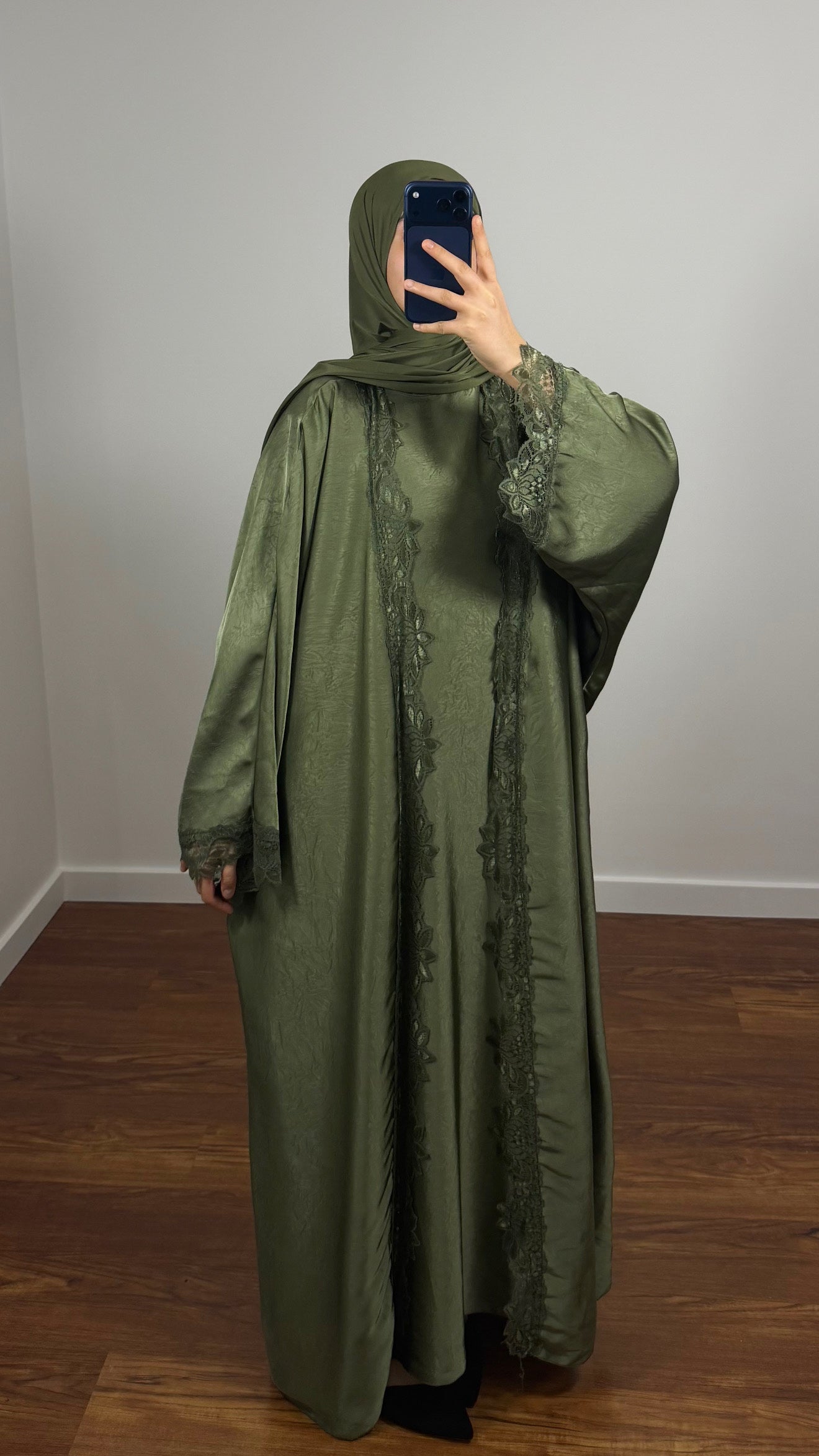 ENSEMBLE DINA KIMONO + SOUS ABAYA VERT KAKI
