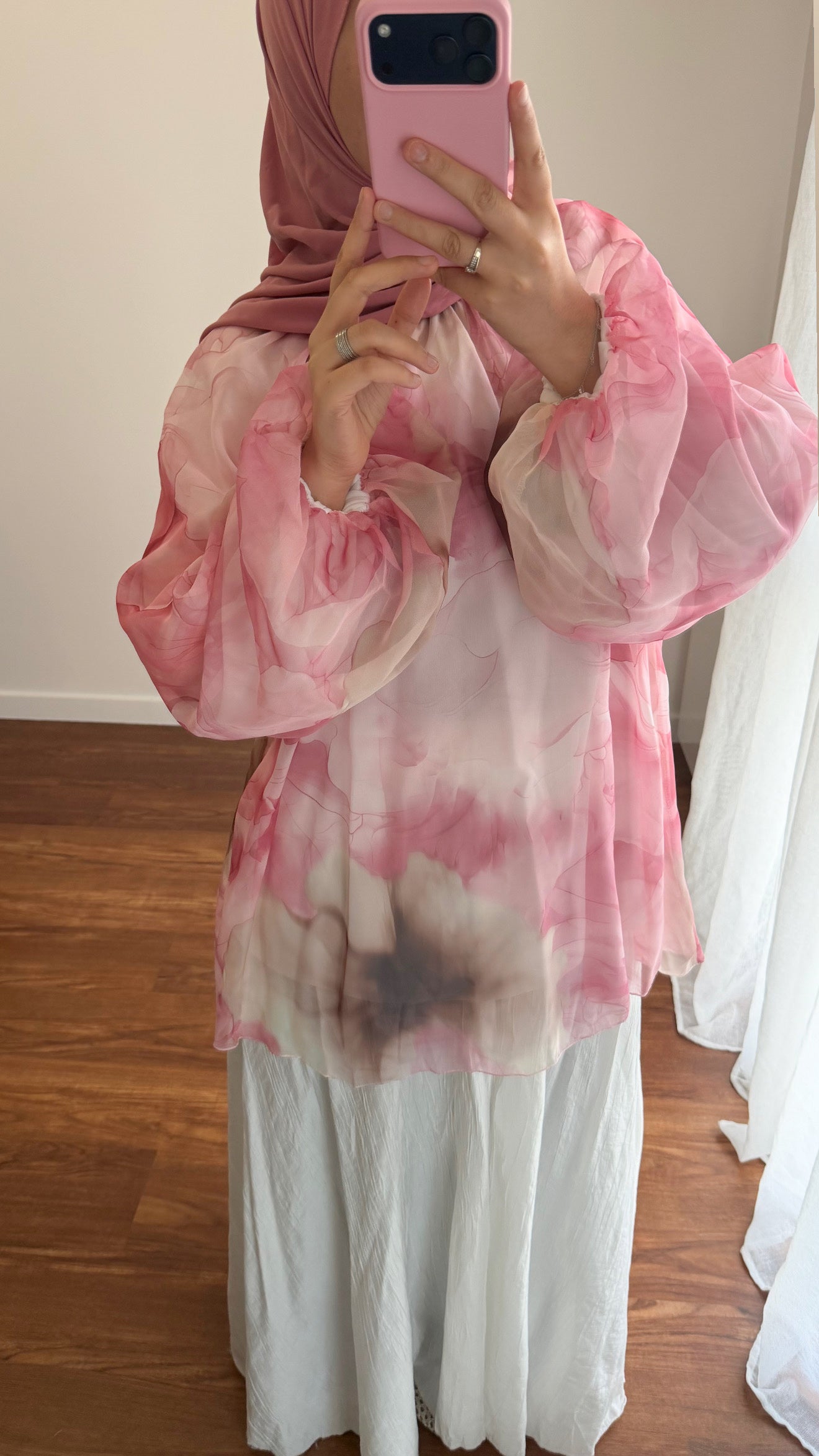 BLOUSE BICOLORE ROSE
