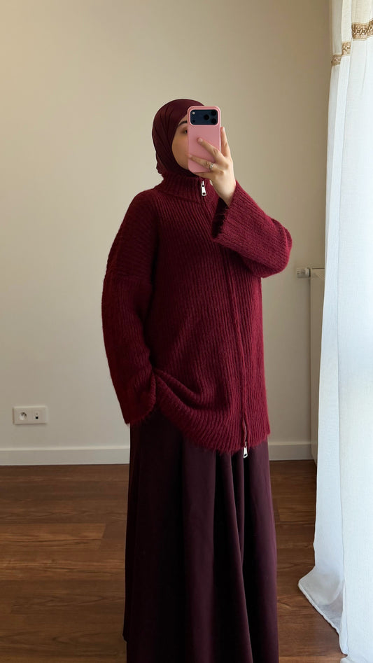 GILET ZIPPÉ BORDEAU