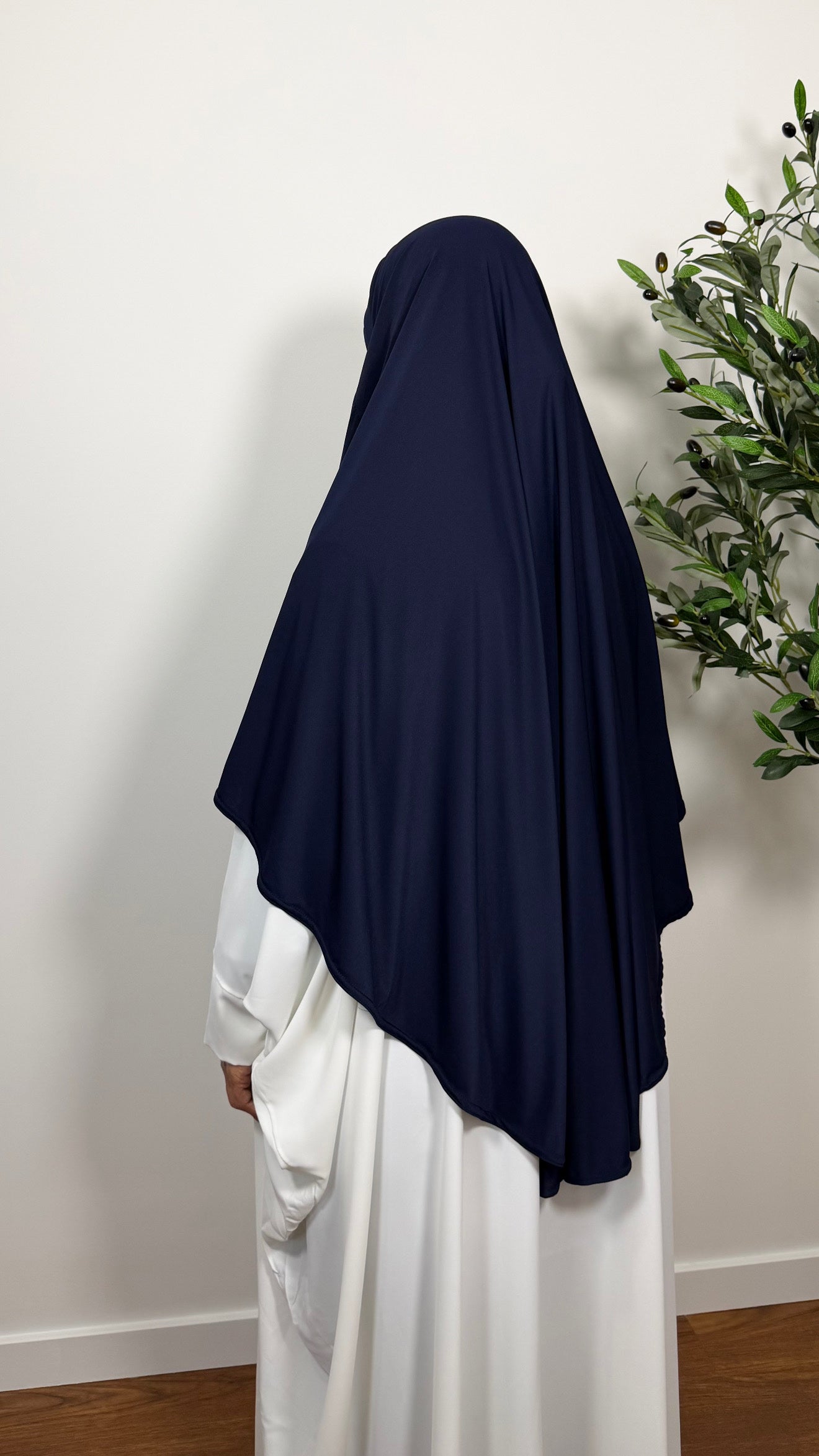 KHIMAR MI-LONG BLEU MARINE EN JERSEY PREMIUM