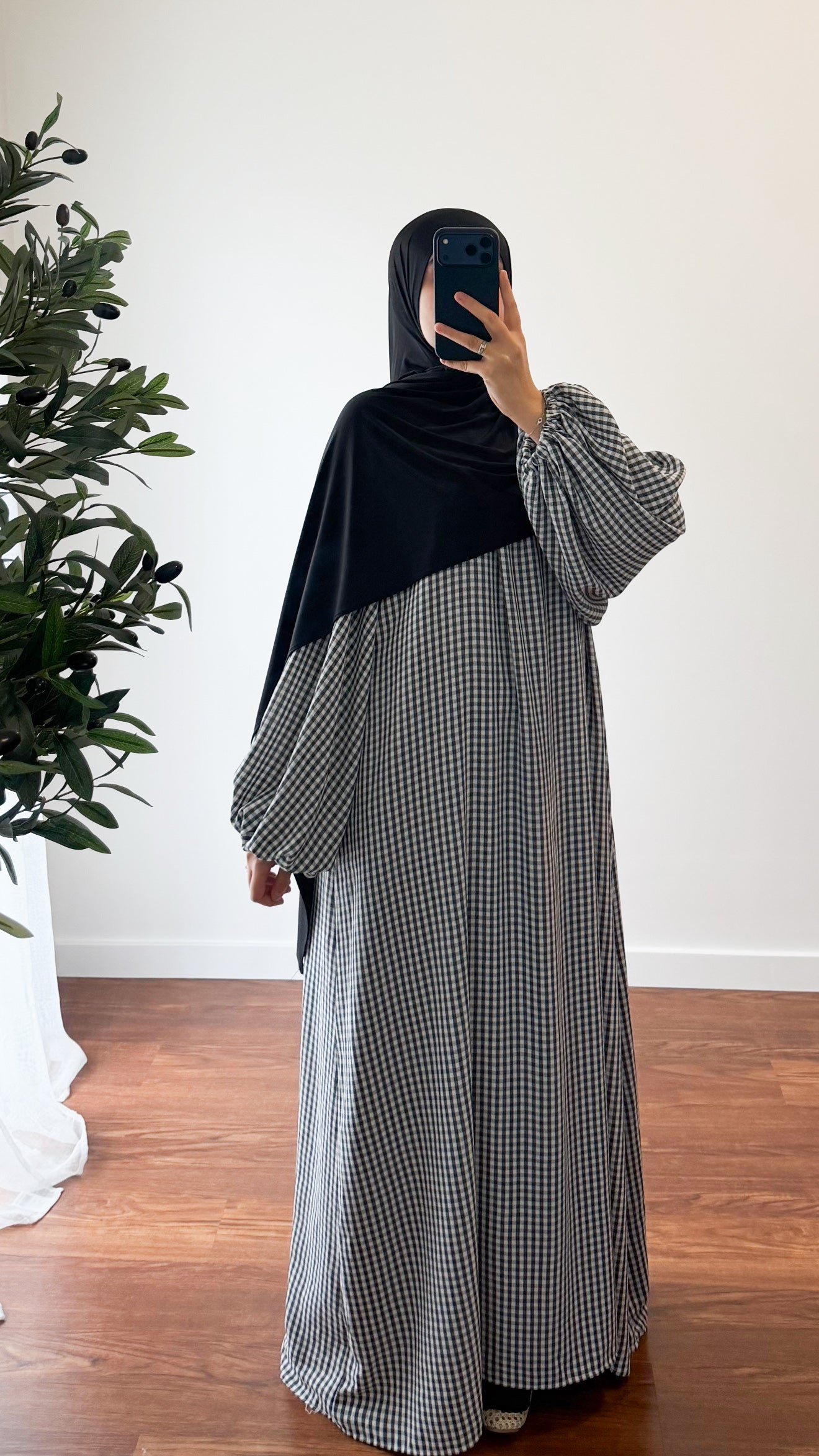 ABAYA VICHY NOIR
