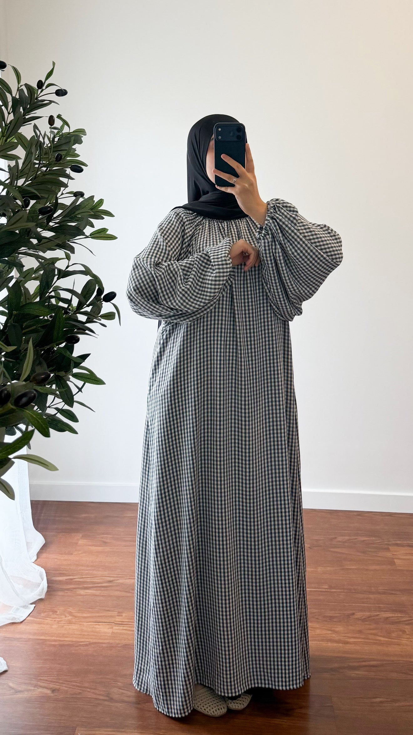 ABAYA VICHY NOIR