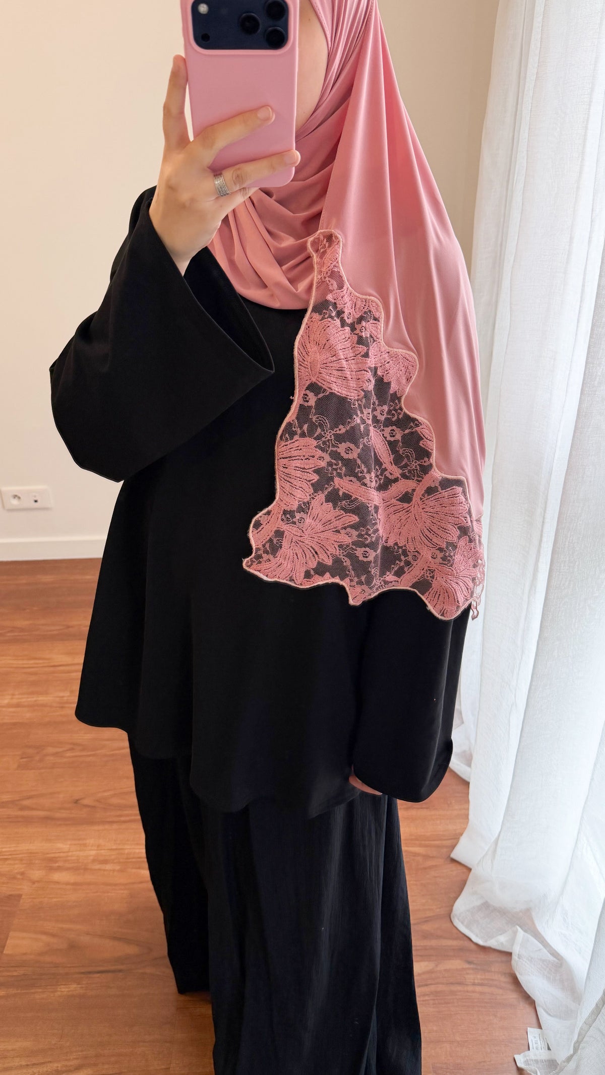 HIJAB JERSEY PREMIUM DENTELLE ROSE