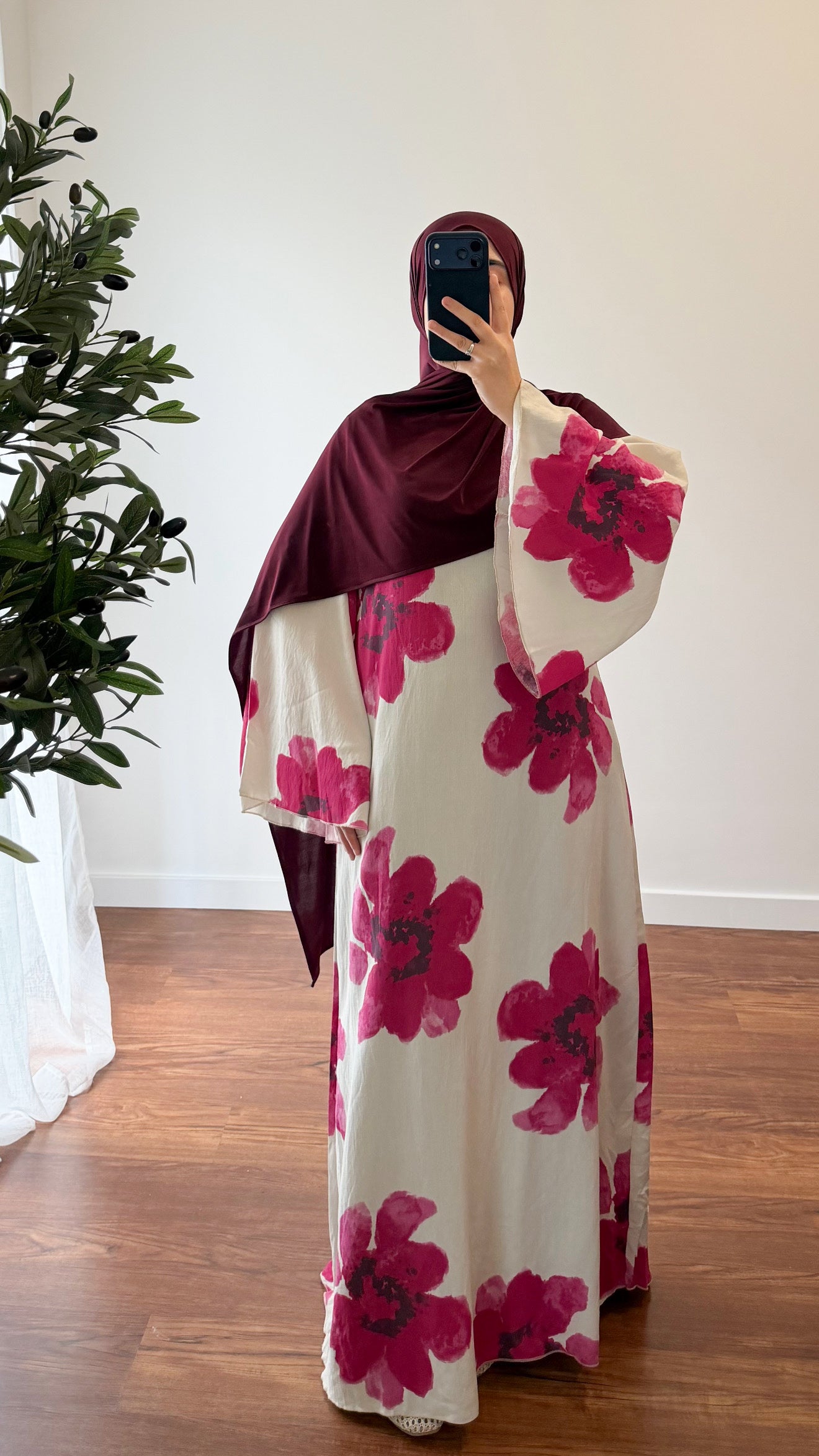 ROBE MOTIF FLEUR ROSE FUSHIA/BLANC