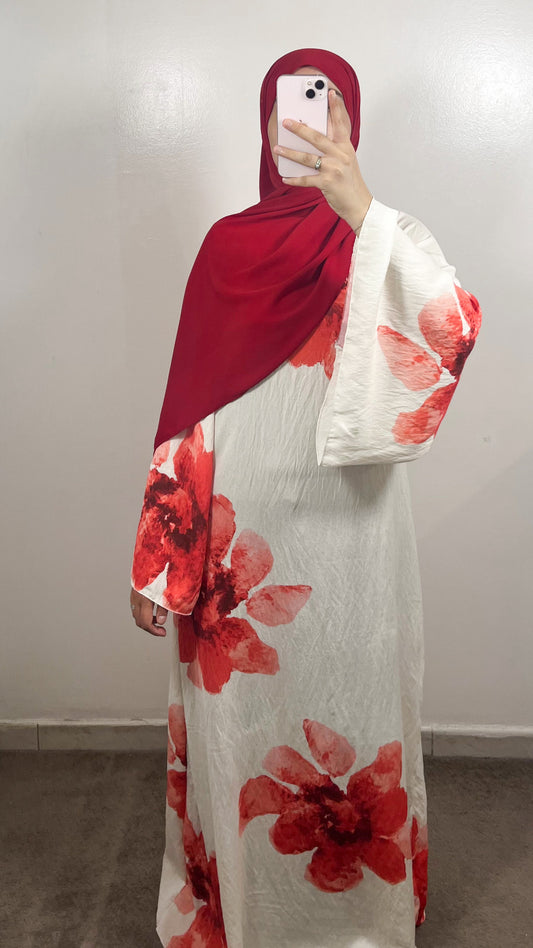 ROBE FLOWER BLANCHE/ROUGE